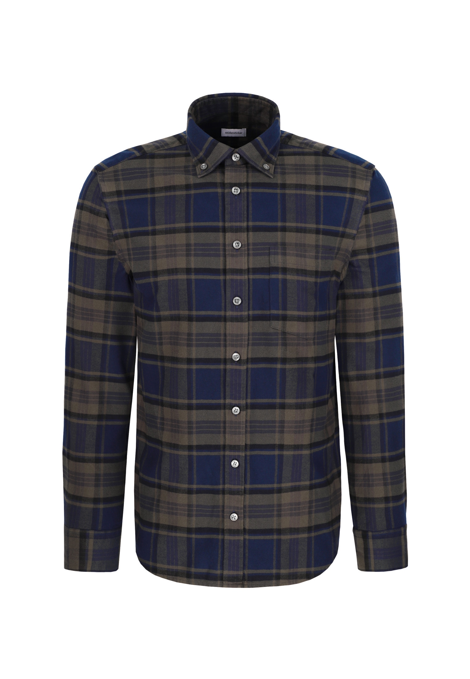 seidensticker Businesshemd Regular 1/1 Button-Down-Kragen Karo