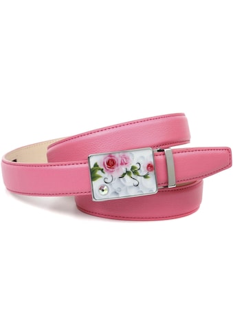 Anthoni Crown Ledergürtel, stilvoll in rosa mit silberfarbener Schliesse kaufen