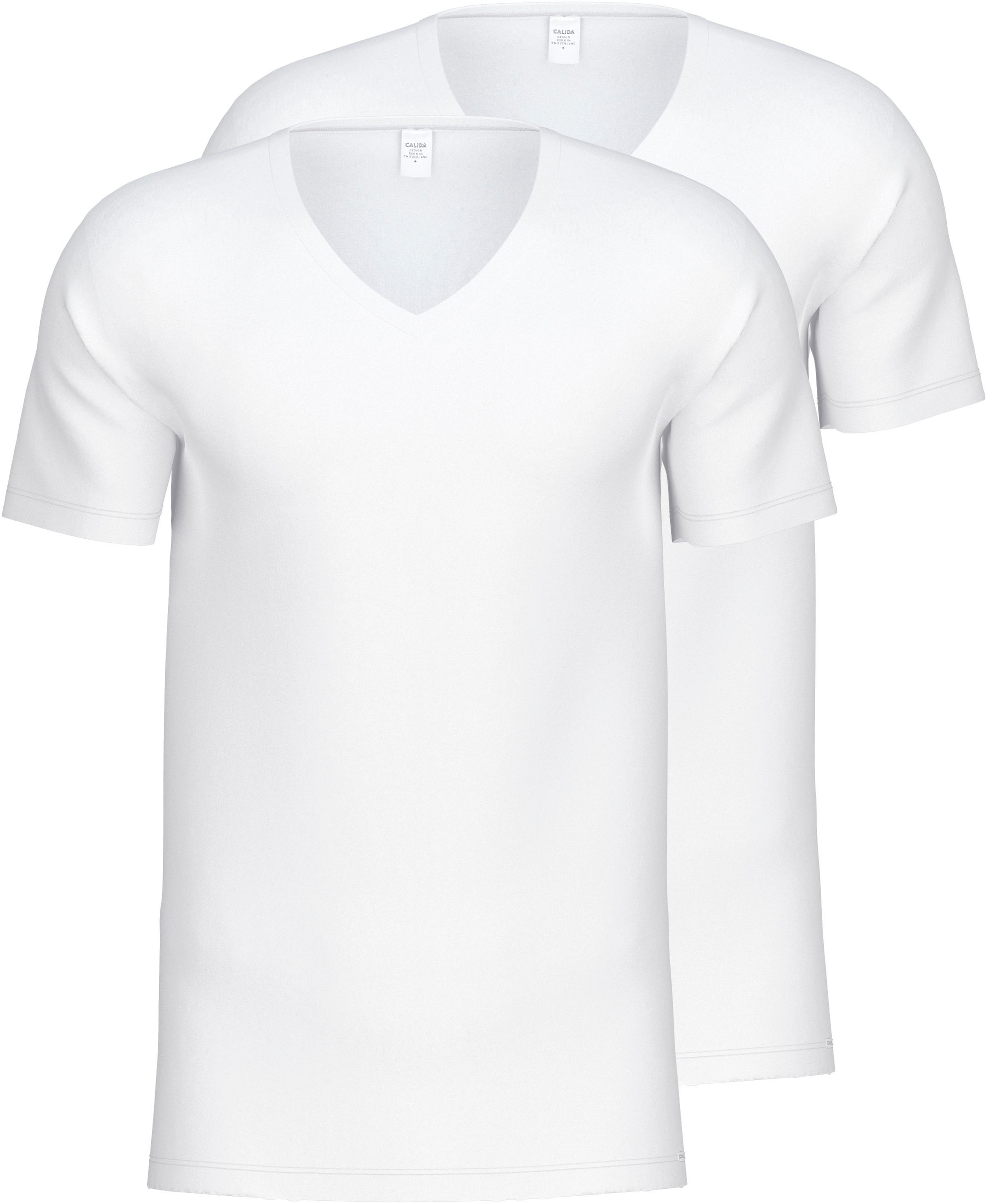 Image of CALIDA Kurzarmshirt "Natural Benefit" 2er Pack, V-Ausschnitt, feiner Single Jersey, elastisch