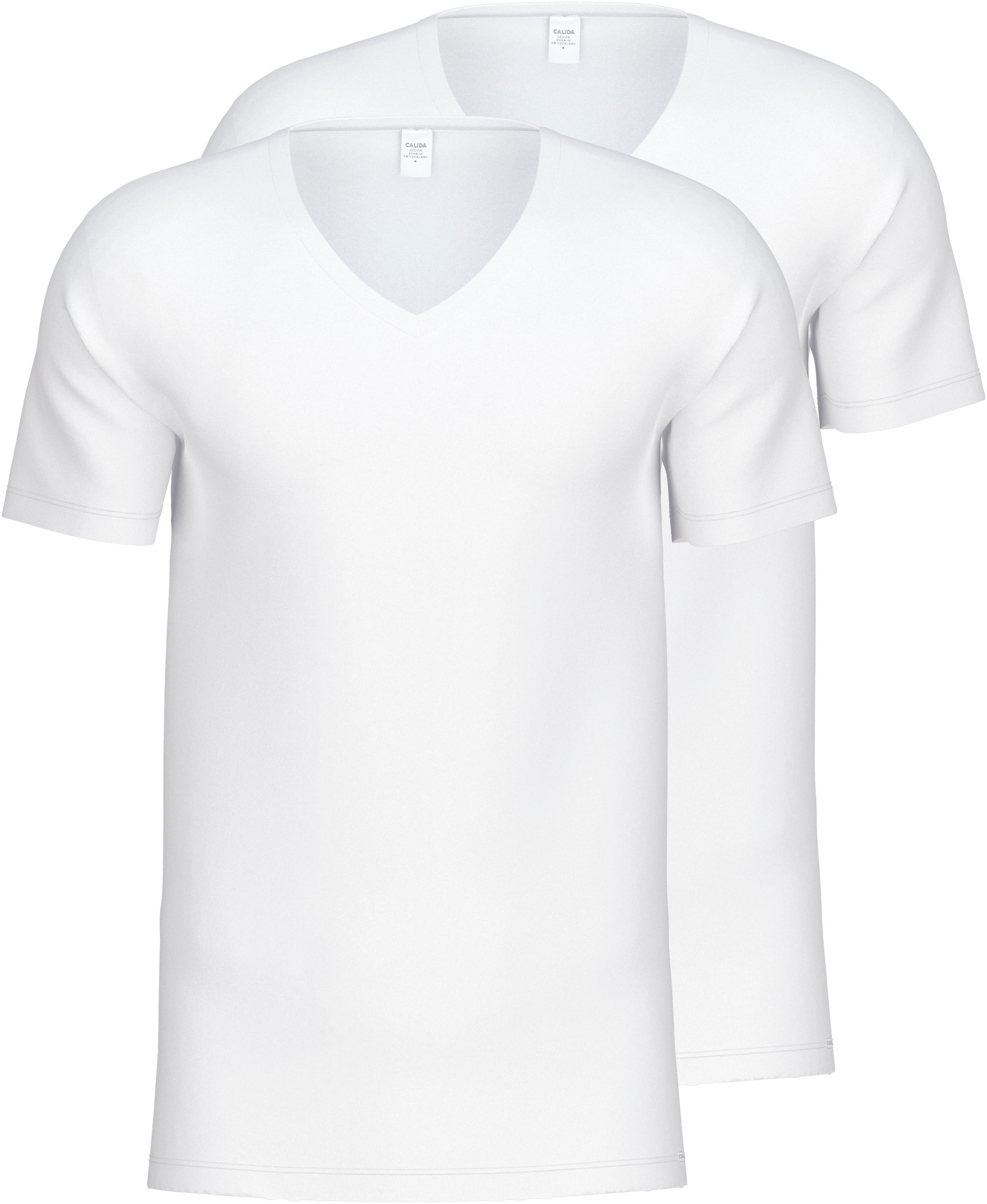 Image of CALIDA Kurzarmshirt "Natural Benefit" V-Ausschnitt, feiner Single Jersey, elastisch