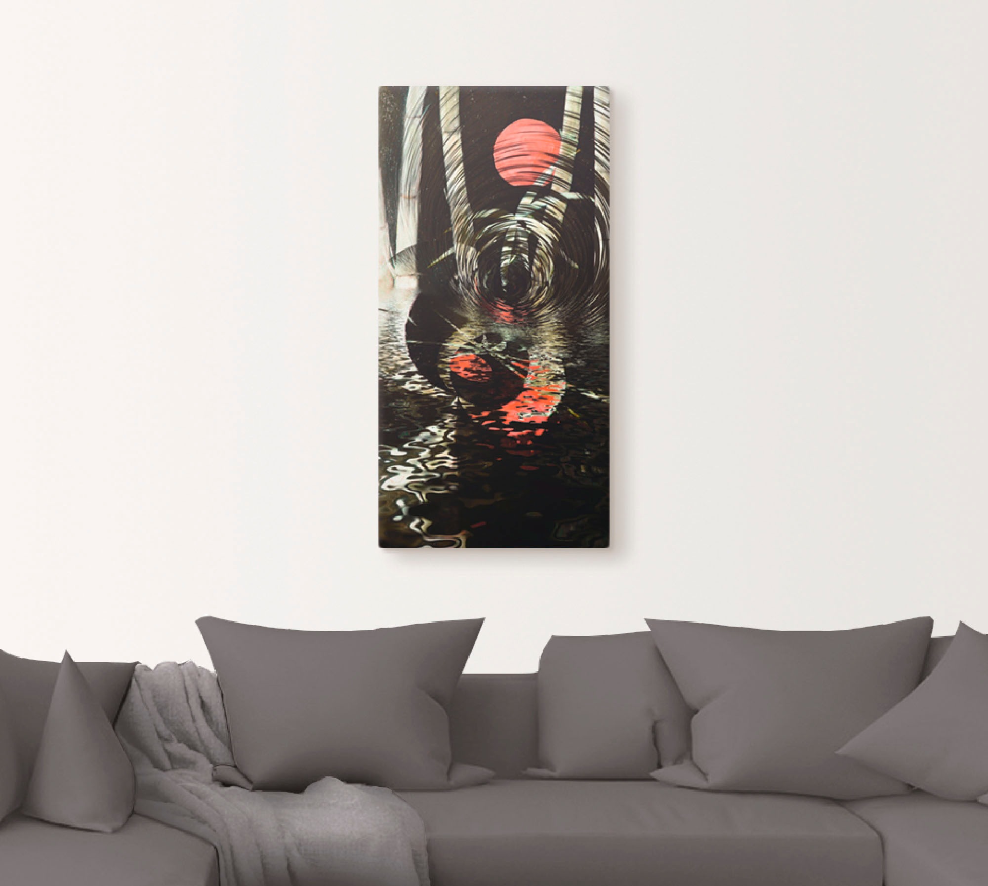 Artland Leinwandbild »Roter Mond im Bambus«, Landschaften, (1 St.), auf Keilrahmen gespannt
