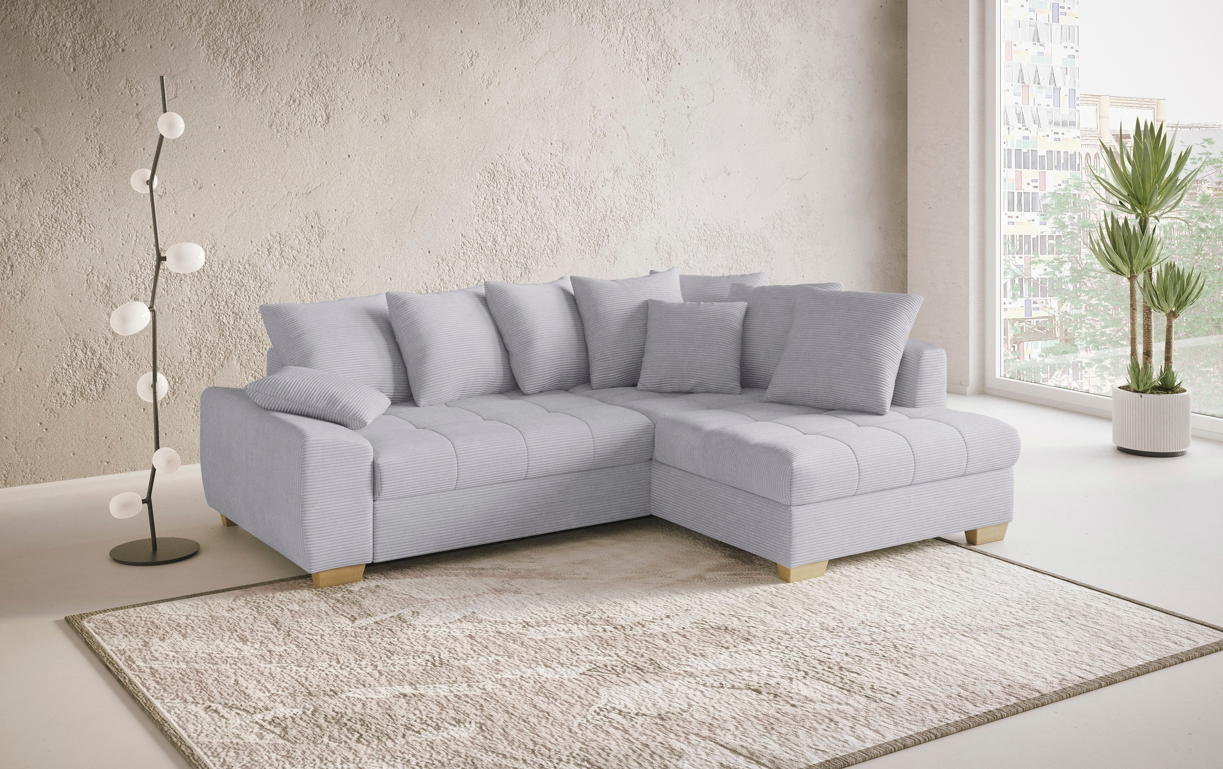 Mr. Couch Ecksofa »Nikita II, L-Form«, Wahlweise mit Bettfunktion, Bettkasten & RGB-LED-Beleuchtung