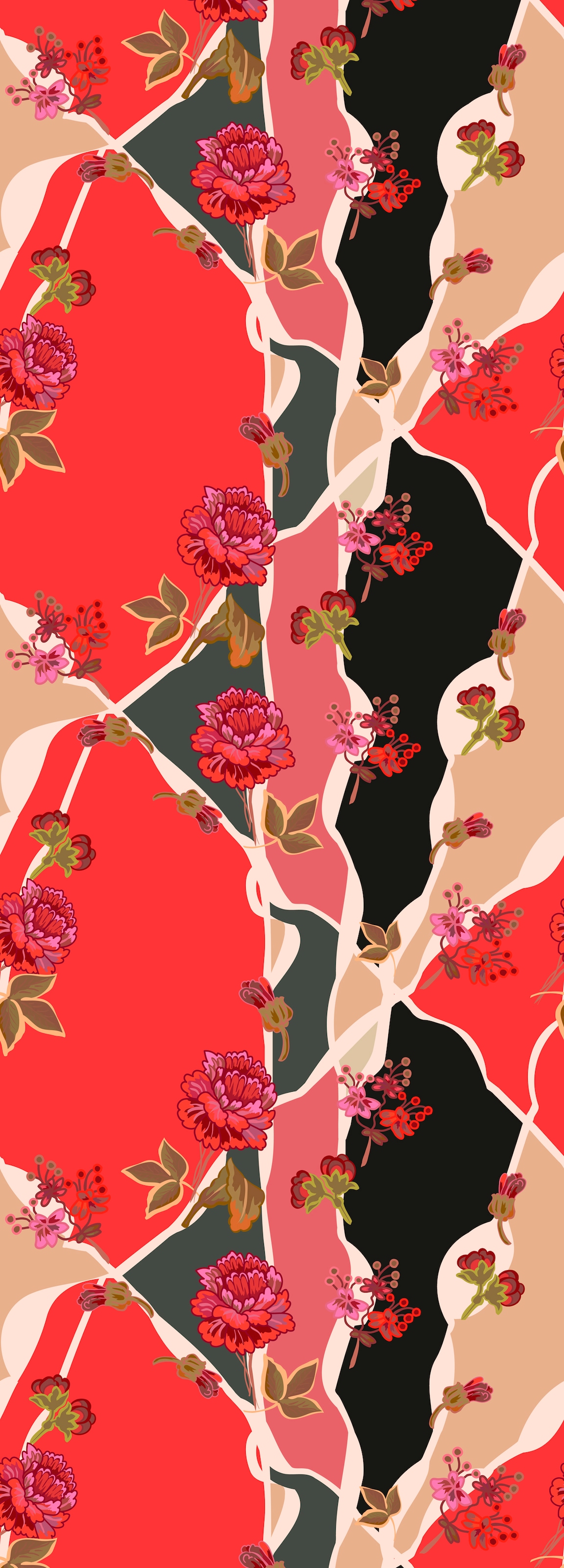 Image of queence Vinyltapete "Mika" Motiv bedruckt botanisch floral gemustert natürlich glatt 90x250cm, selbstklebend, kinderleichte Anbringung, Sticker