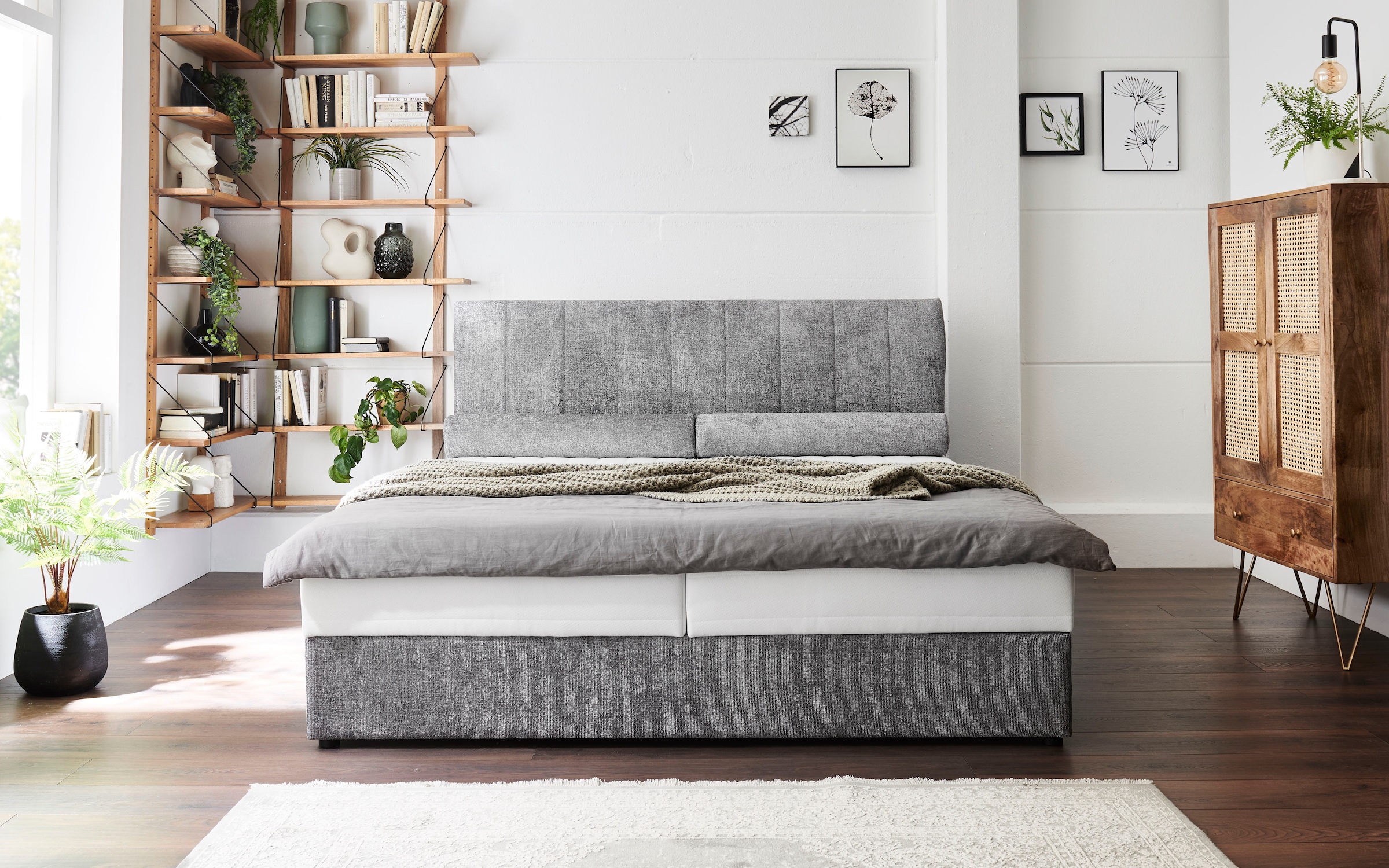 ATLANTIC home collection Boxbett »ALISIA«, mit Taschenfederkern, Bettkasten und Kissenrolle im Originalbezug