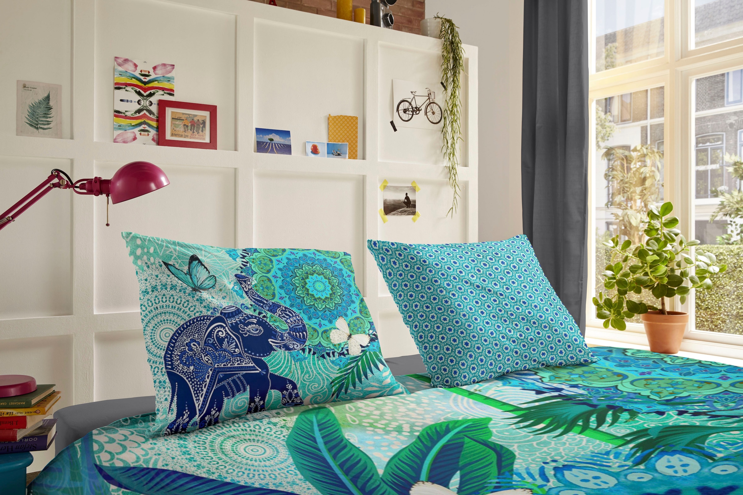 hip Wendebettwäsche »Isara«, Mako-Satin, 135x200, Reissverschluss, Wendeoptik, Mandala, Elefant Blau