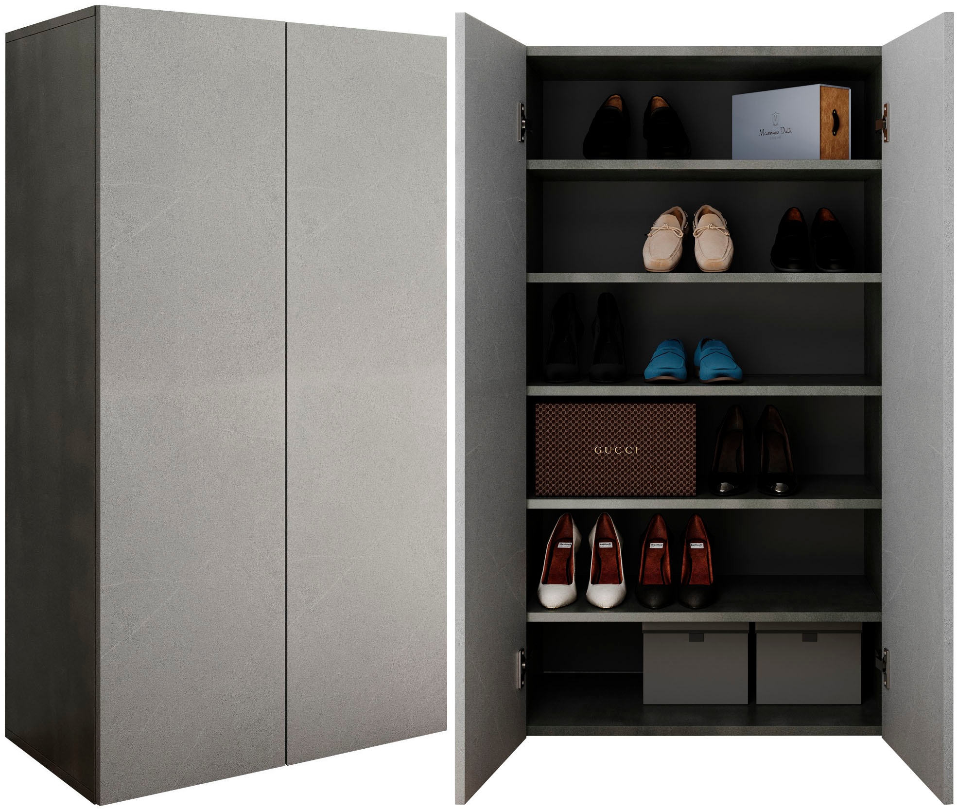 Image of GOODproduct Schuhschrank "Pratiko Breite 63 cm, Höhe 114 cm, Schuhregal mit 6 Ebenen," Schuhkommode, 2 Türen, Platz für bis zu 15 Paar Schuhe