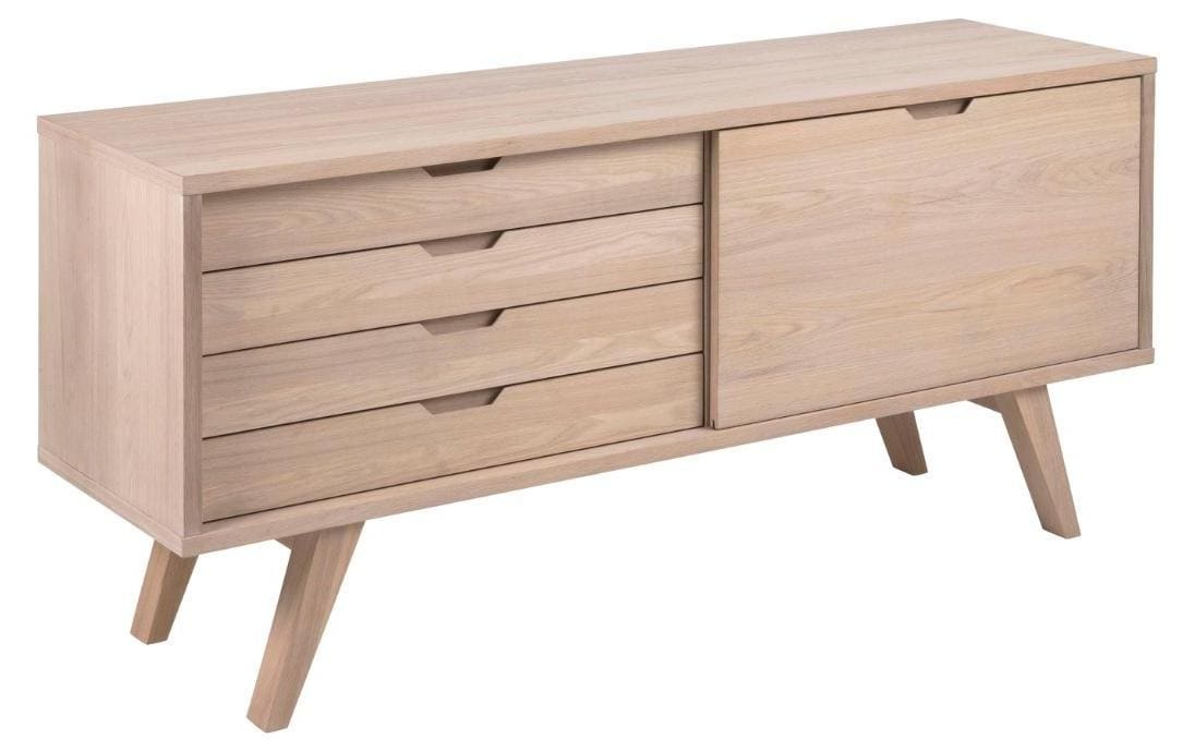 Image of AC Design Anrichte "A-Line" Sideboard, weiss pigmentierte Eiche, 1 Tür, 4 Schubladen, Breite 160 cm