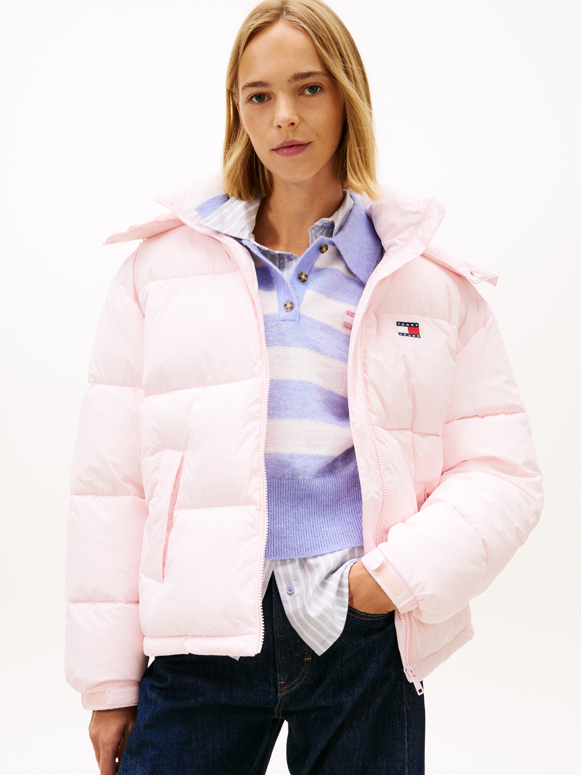 Image of Tommy Jeans Steppjacke "TJW OVS HOODED FLAG PUFFER EXT" mit Kapuze