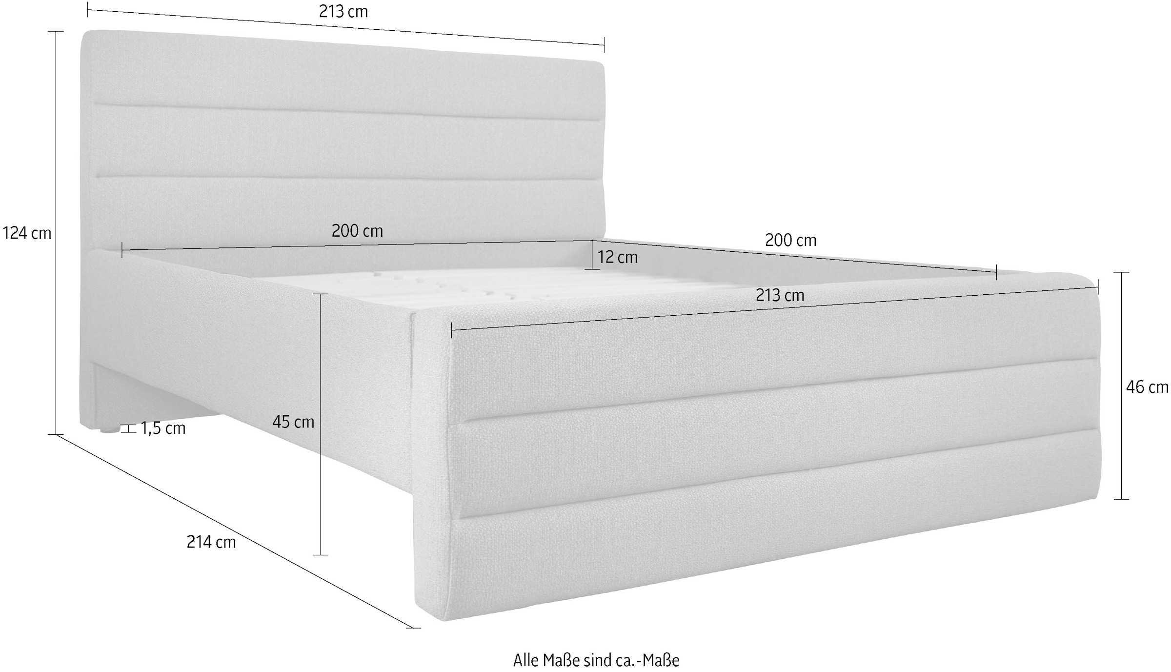 GOODproduct Polsterbett »Merrit«, Quernaht im Kopf- und Fussteil, in 5 Breiten, auch in 220 cm Länge