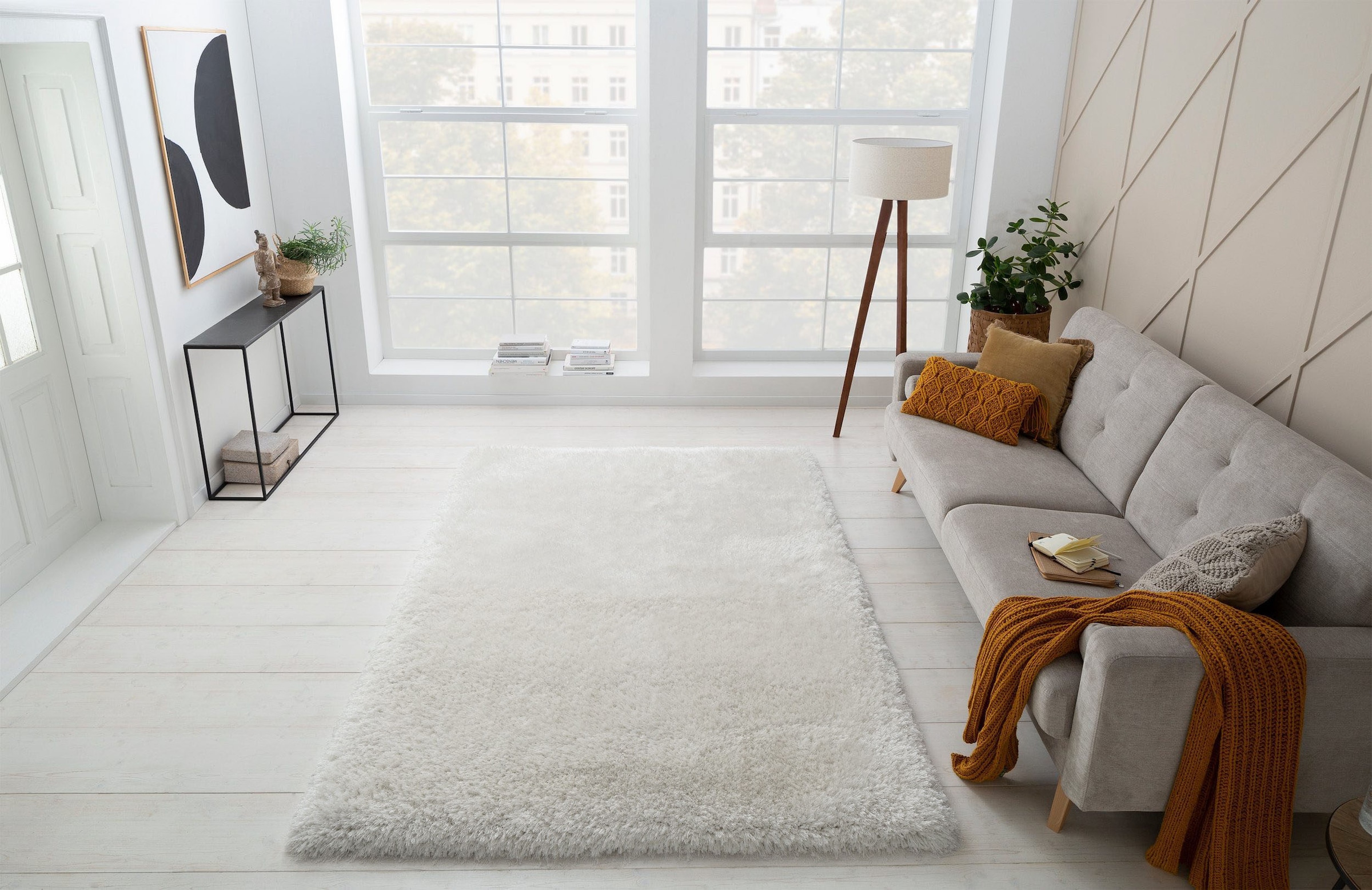 Guido Maria Kretschmer Home&Living Hochflor-Teppich »Micro exclusiv Teppich, sehr hoher Flor, weich durch Mikrofaser«, rechteckig, 78 mm Höhe, sehr weich, flauschig, uni, Wohnzimmer, Schlafzimmer, Kinderzimmer