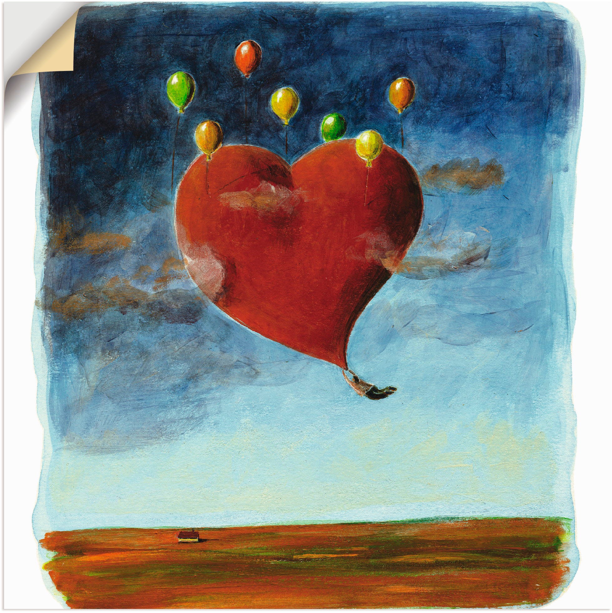 Image of Artland Wandbild »Fliegendes Herz«, Herzen, (1 St.), in vielen Grössen & Produktarten -Leinwandbild, Poster, Wandaufkleber / Wandtattoo auch für Badezimmer geeignet bei Ackermann Versand Schweiz