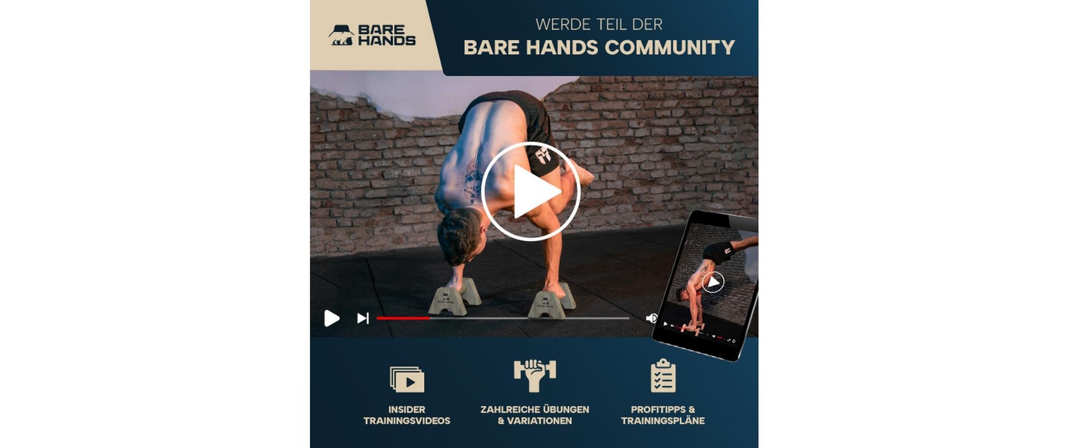   Liegestützgriffe »Bare Hands Gr. S«