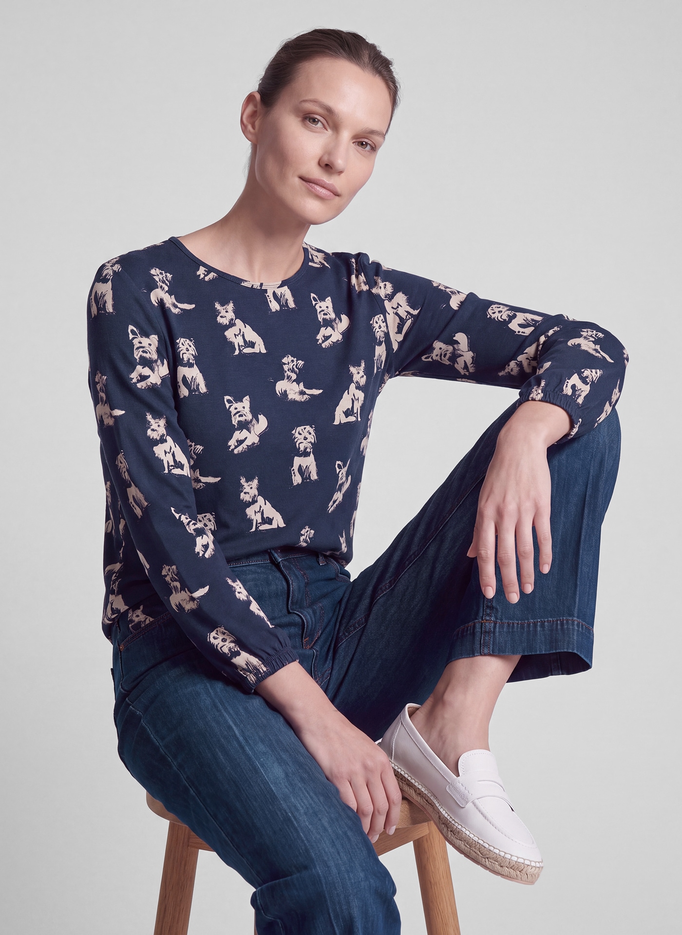 Rabe T-shirt à manches 3/4 mit Hunde-Motiven