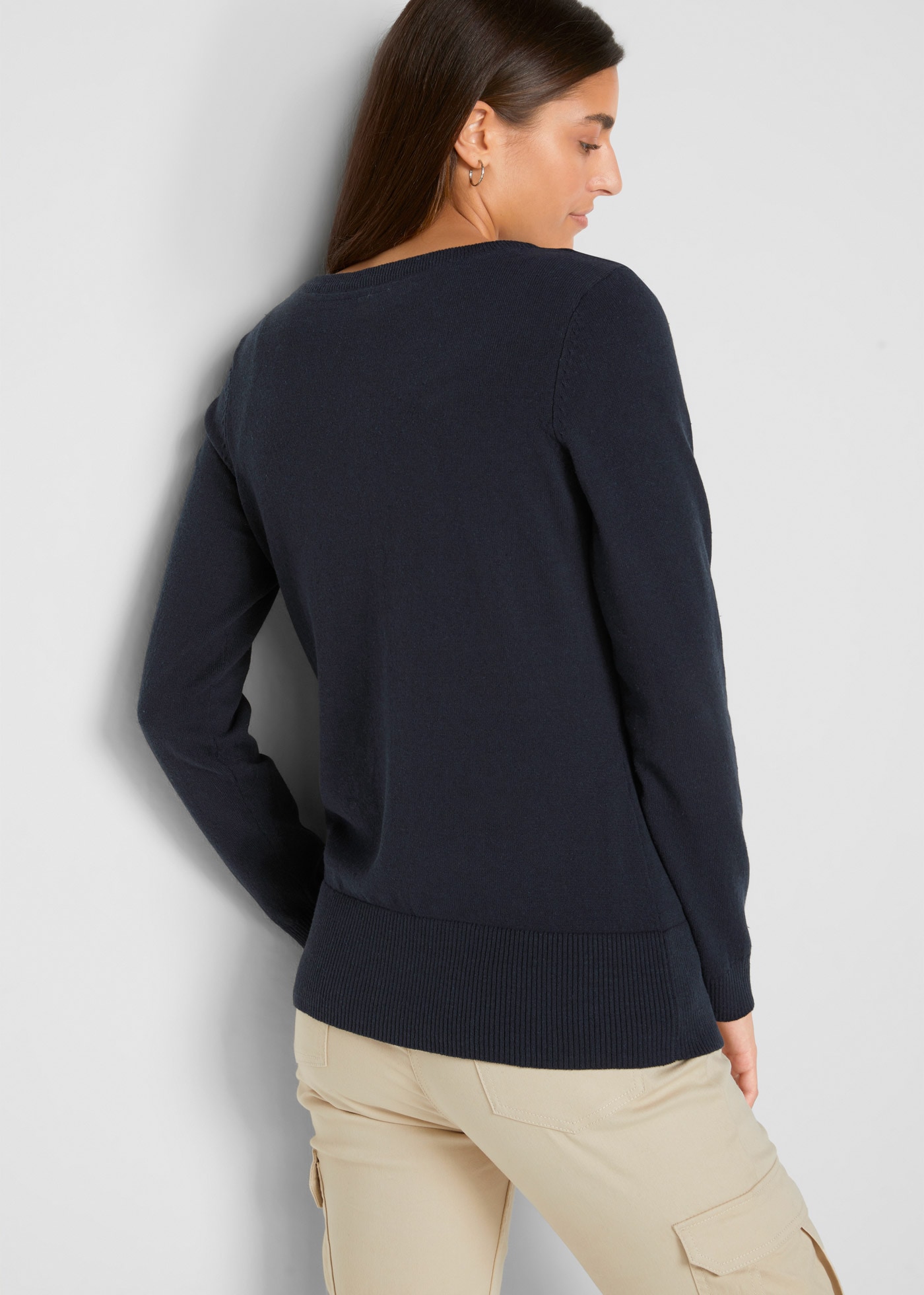 bonprix Veste en tricot gerade Passform, unifarben, aus Baumwollmischung, mit Knopfleiste