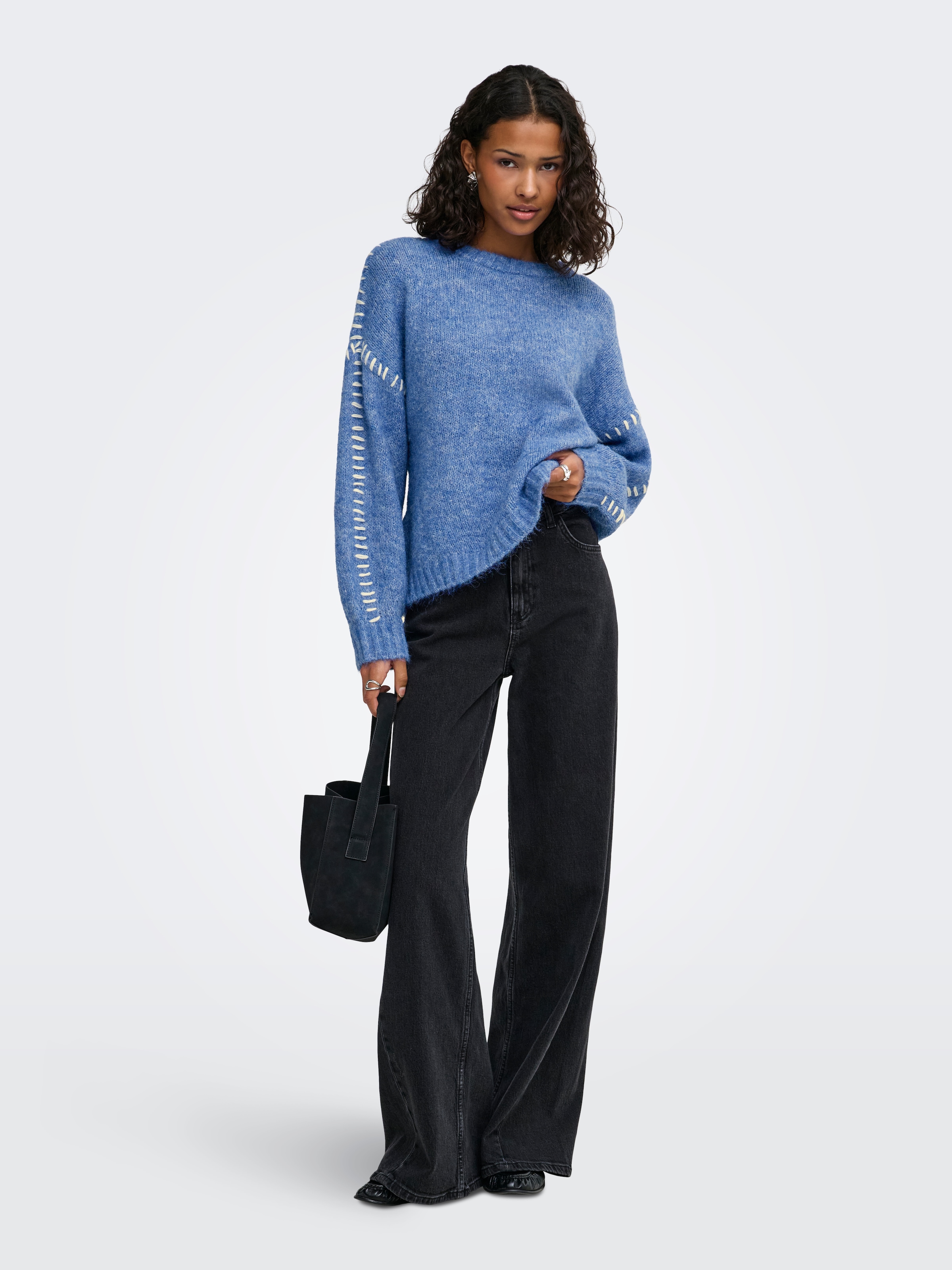 JDY Pull à col rond »JDYZOEY LIFE L/S ON STITCH PULL KNT NOOS« avec coutures décoratives