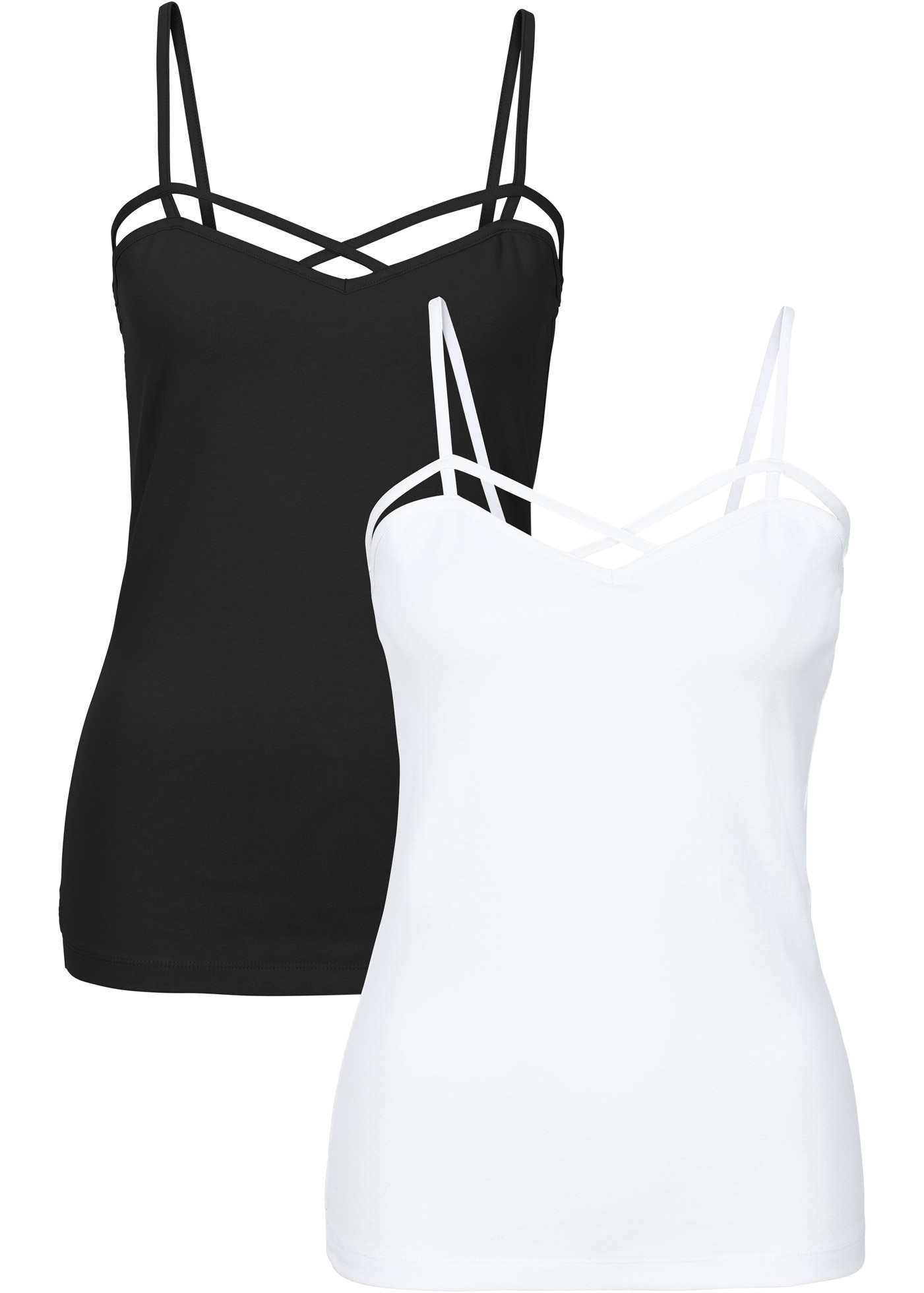 Image of bonprix Shirttop Packung, 2 schmale Passform, ärmelloses Design