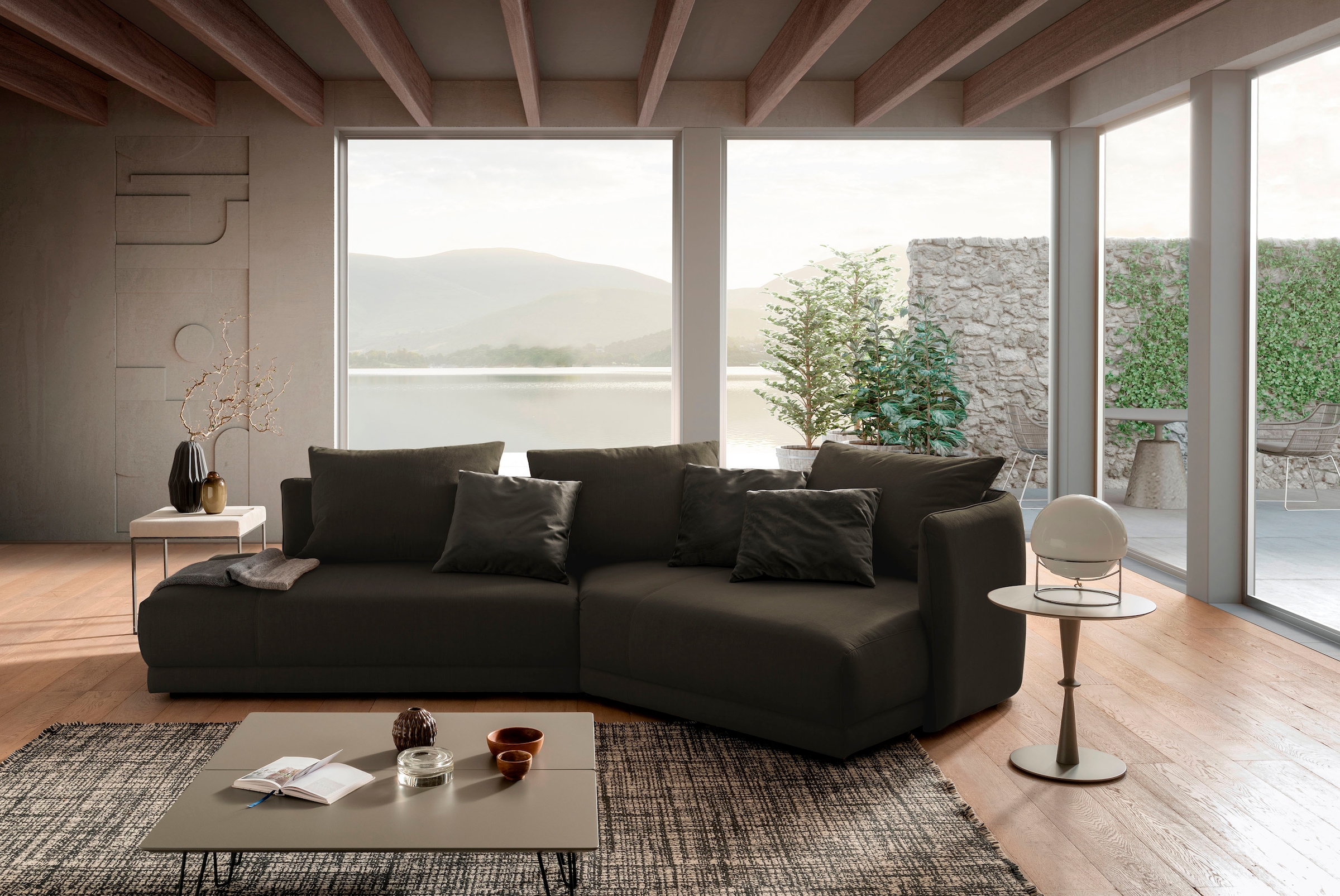 designwerk Ecksofa »New York L-Form, anmutendes Designsofa« mit moderner R&ung im Rücken