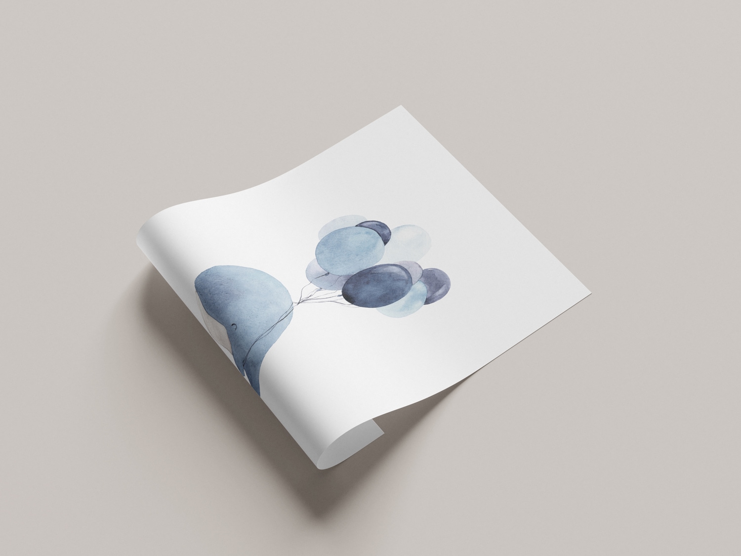 Lüttenhütt Bild mit Rahmen »oder Poster, Wal mit Luftballons« Fantasy | Luftballon | Tiere | Wassertiere 1 Stk. tlg. HD Premium Druck