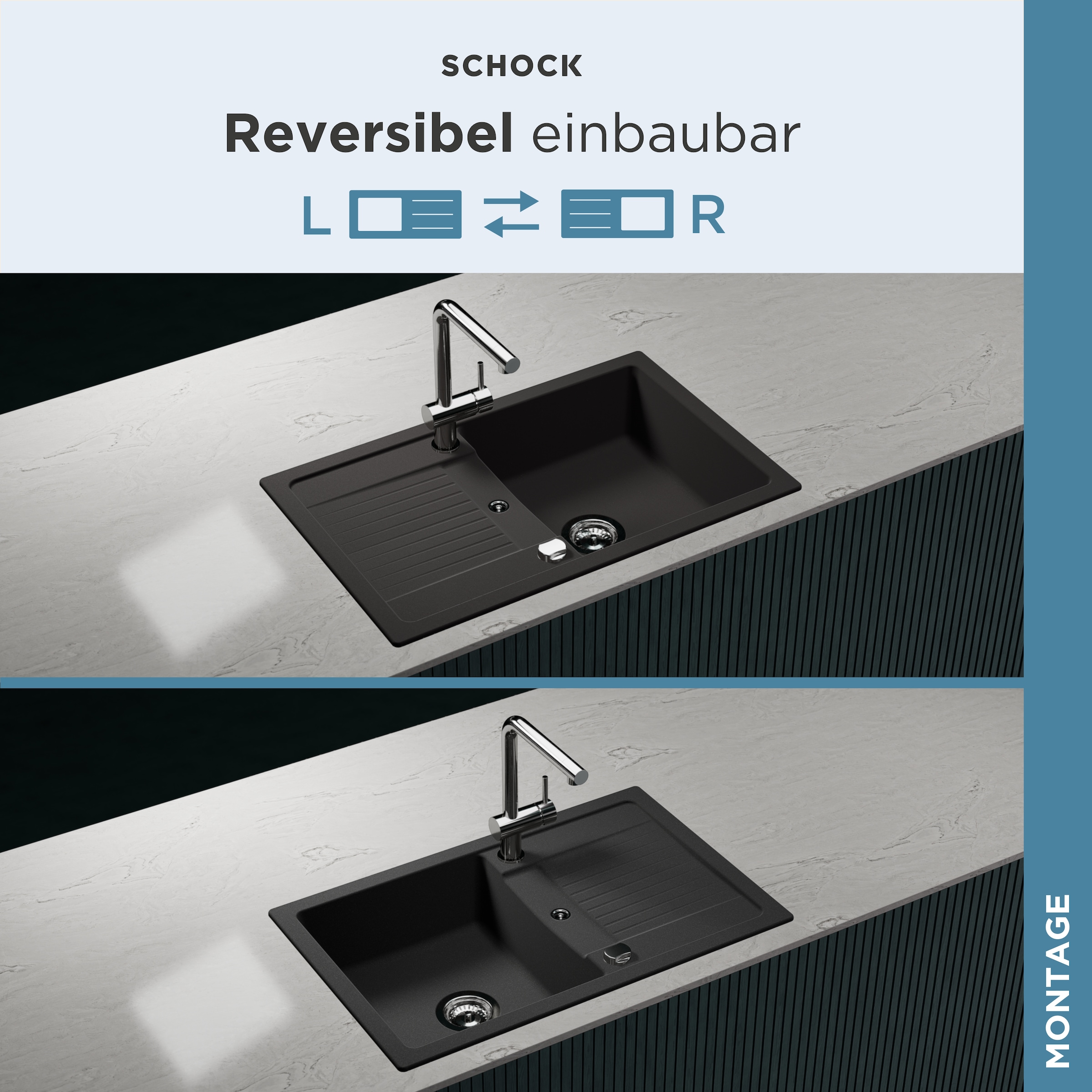 Schock Évier en granit »Lima D-100S« 78/50 cm, Auflagespüle