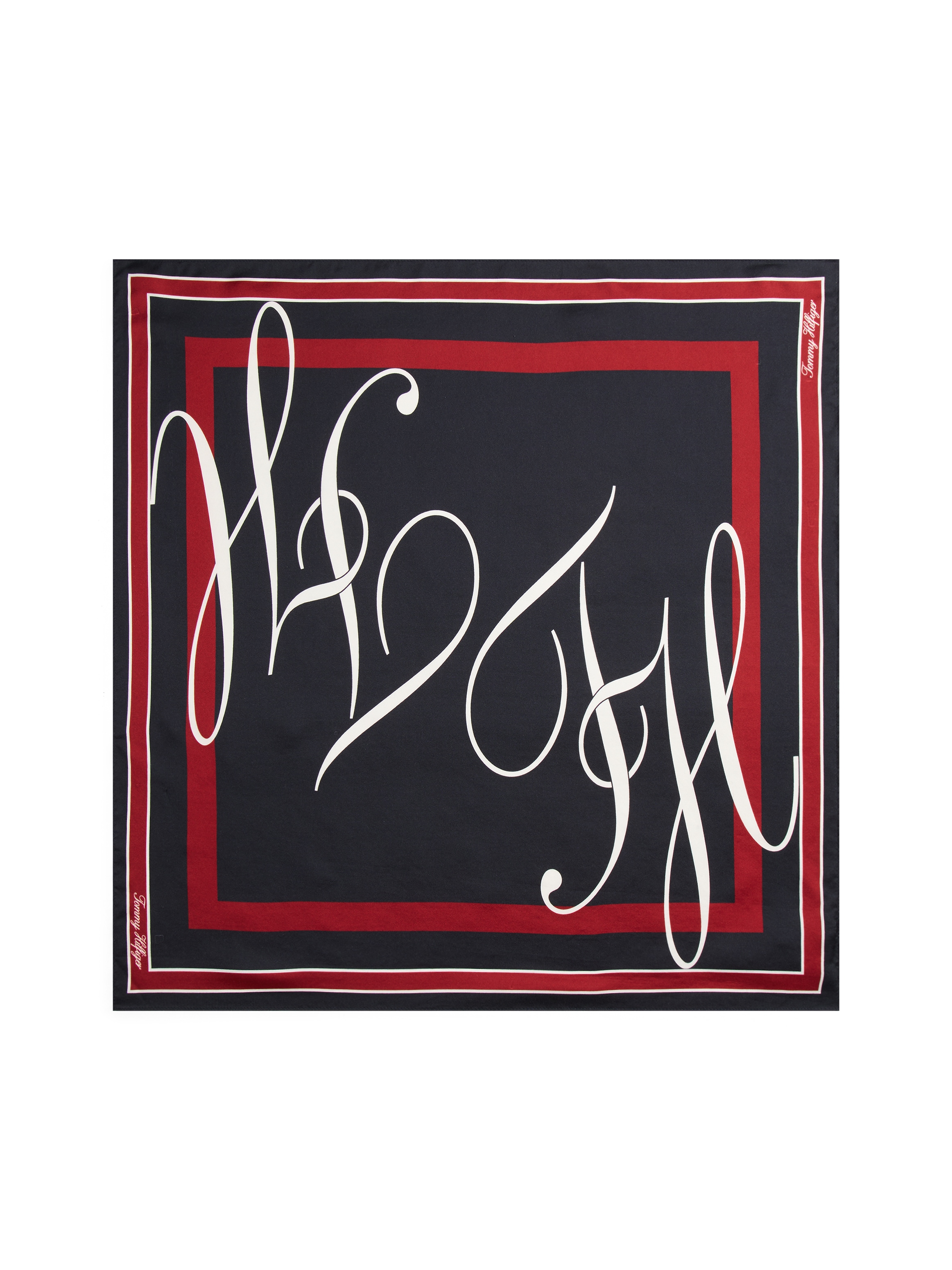 Tommy Hilfiger Halstuch »TH HERITAGE SCRIPT SILK SCARF«, quadratisch, aus reiner Seide mit Logo, Masse 50 xs0 cm