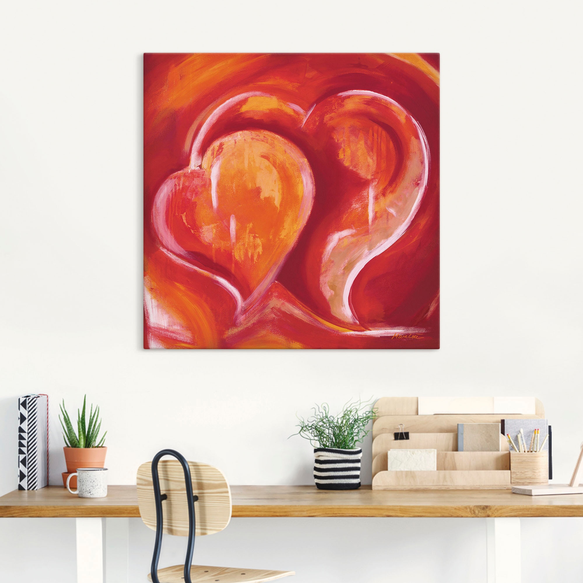 Artland Wandbild »Abstrakte Herzen - Rot« Herzbilder 1 Stk. tlg. als Leinwandbild, Poster in verschied. Grössen