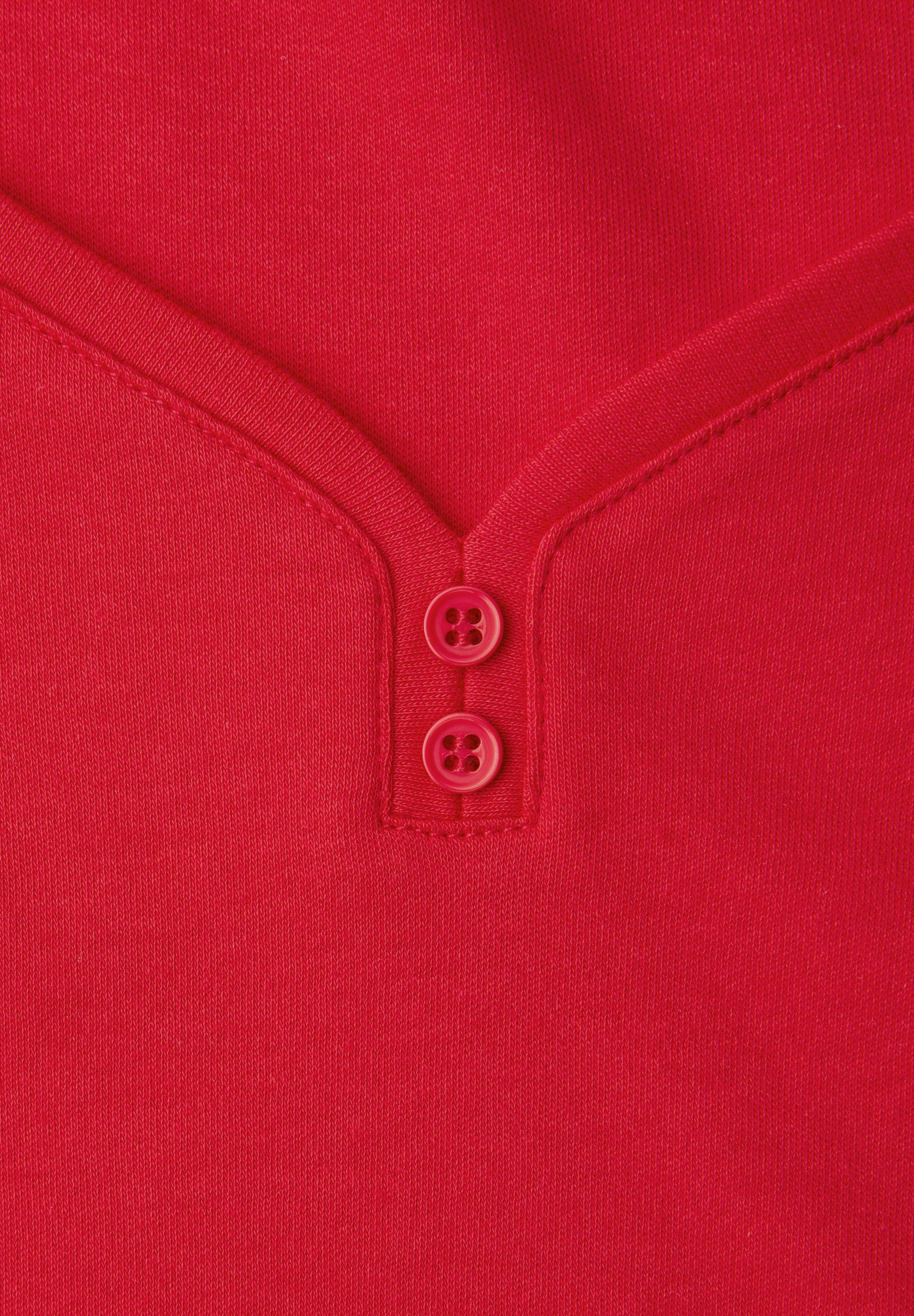 STREET ONE Haut de chemise mit gerundetem V-Ausschnitt und Knopf-Detail