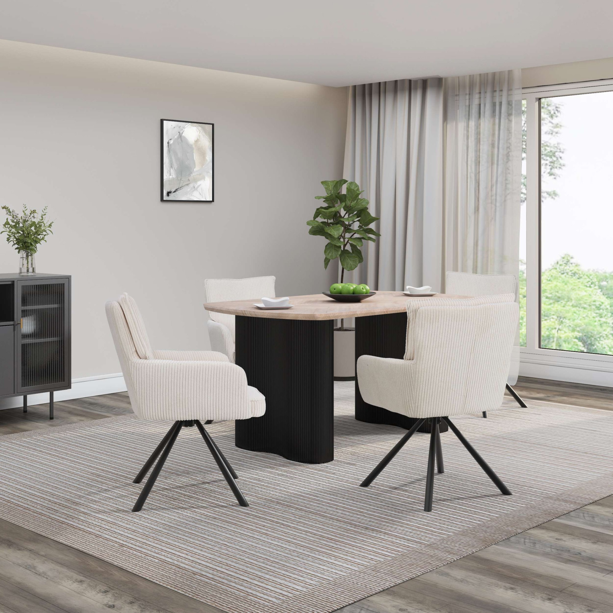 GOODproduct Esstisch »Bessonville« Tischplatte in Fischgrätoptik, Beine mit Rillenstruktur, Höhe 76 cm