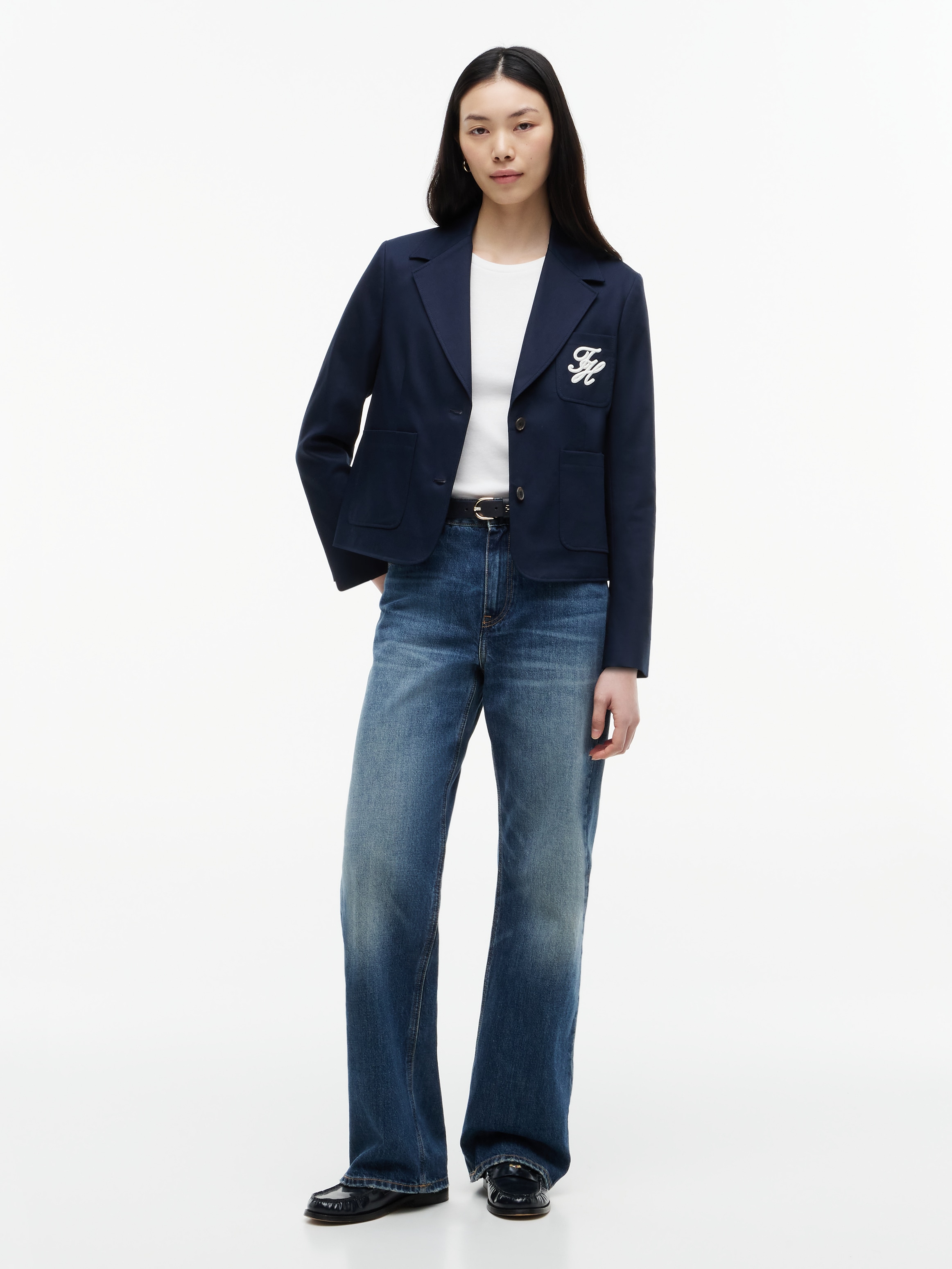 Tommy Hilfiger Blazer court »CHINO DRESSING COTTON BLAZER« en coton pur, avec col à revers
