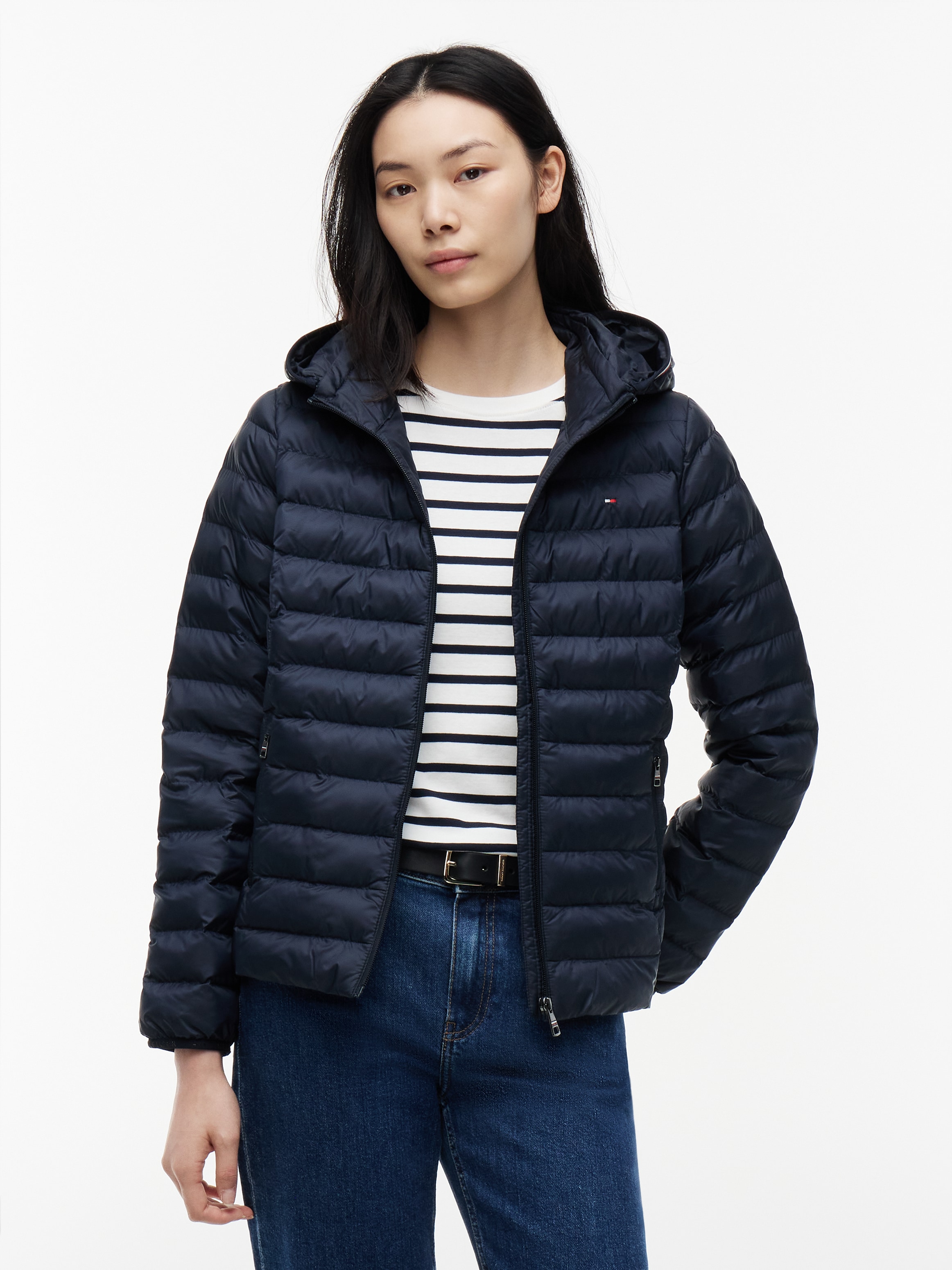 Image of Tommy Hilfiger Steppjacke "LW PADDED GLOBAL STRIPE JACKET" Global Serie TH WOMEN, mit Kapuze sportive Kapuze mit Global Stripe