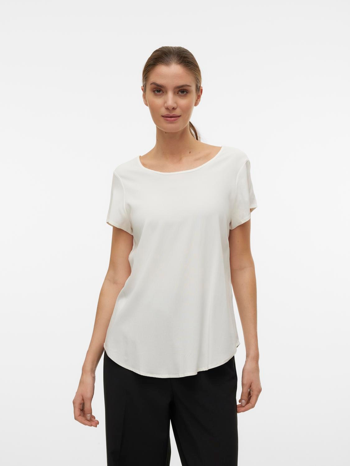 Image of Vero Moda Blusenshirt "VMBELLA SS TOP WVN GA NOOS" Viskosemischung, abgerundeter Saum