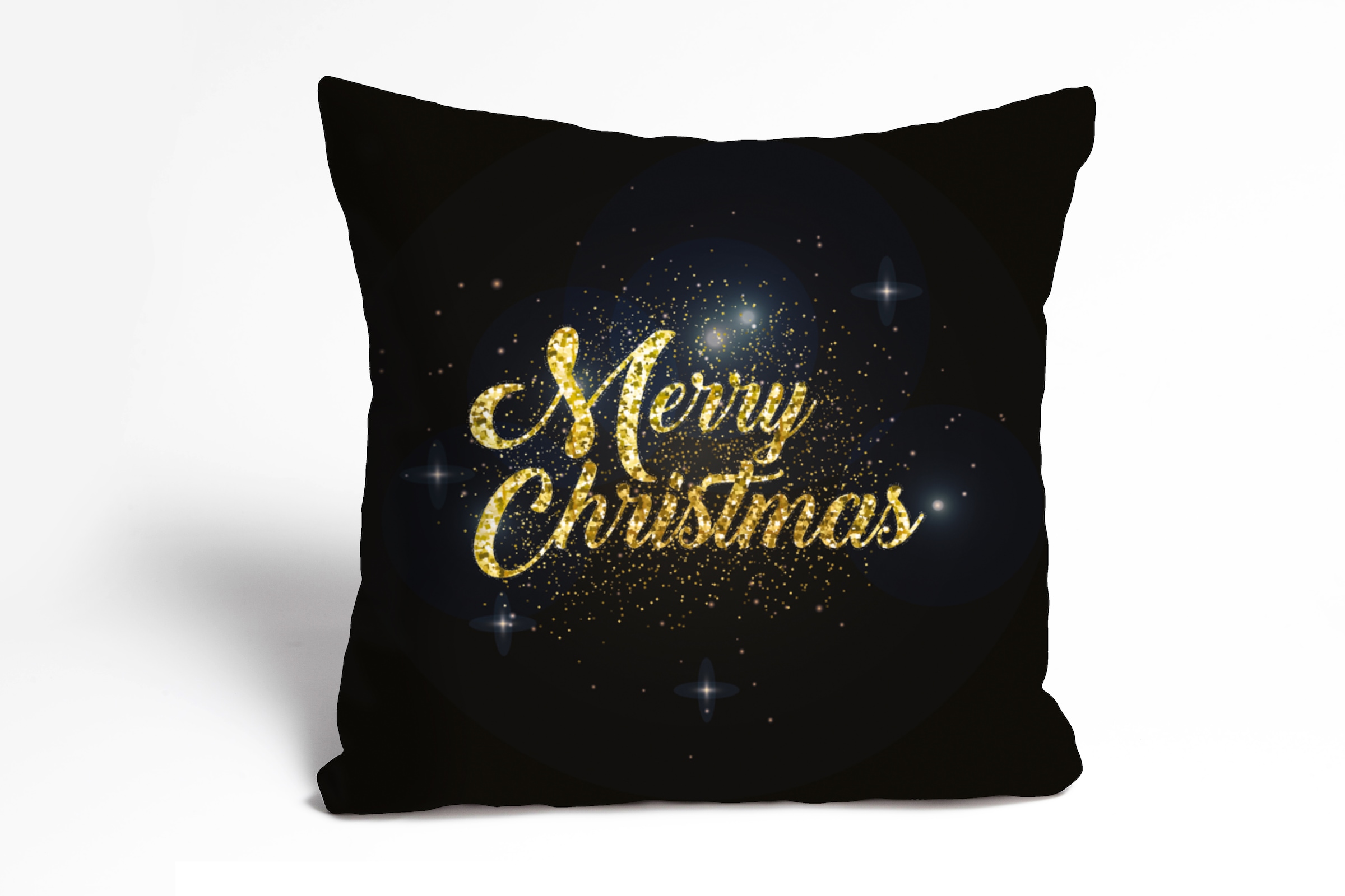 Image of queence Dekokissen "Sternenhimmel" Kissenhülle,Merry Christmas,Schwarz,Weihnachtsmotiv,Festlich