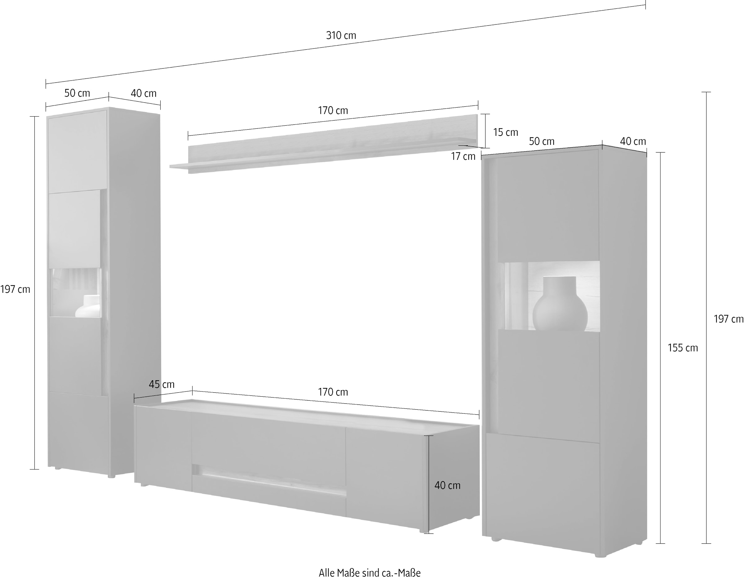 INOSIGN Wohnwand »City/Giron«, (Set, 4 St.)