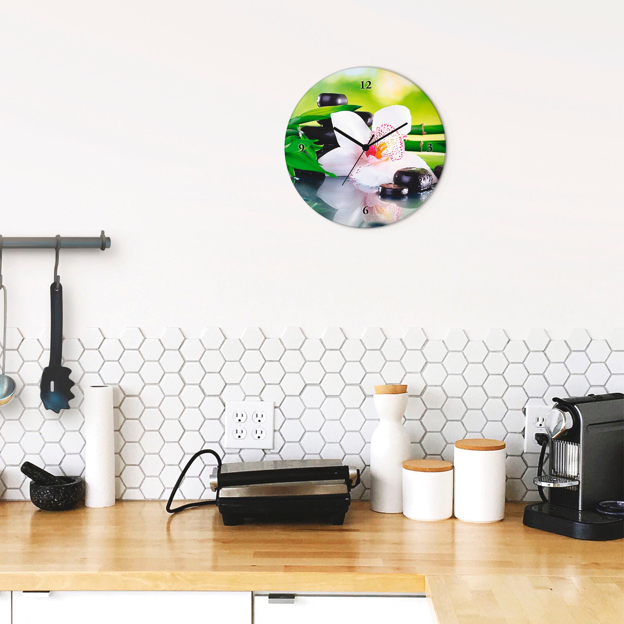 Artland Horloge murale »Spa Steine Bambus Zweige Orchidee« wahlweise mit Quarz- oder Funkuhrwerk, lautlos ohne Tickgeräusche