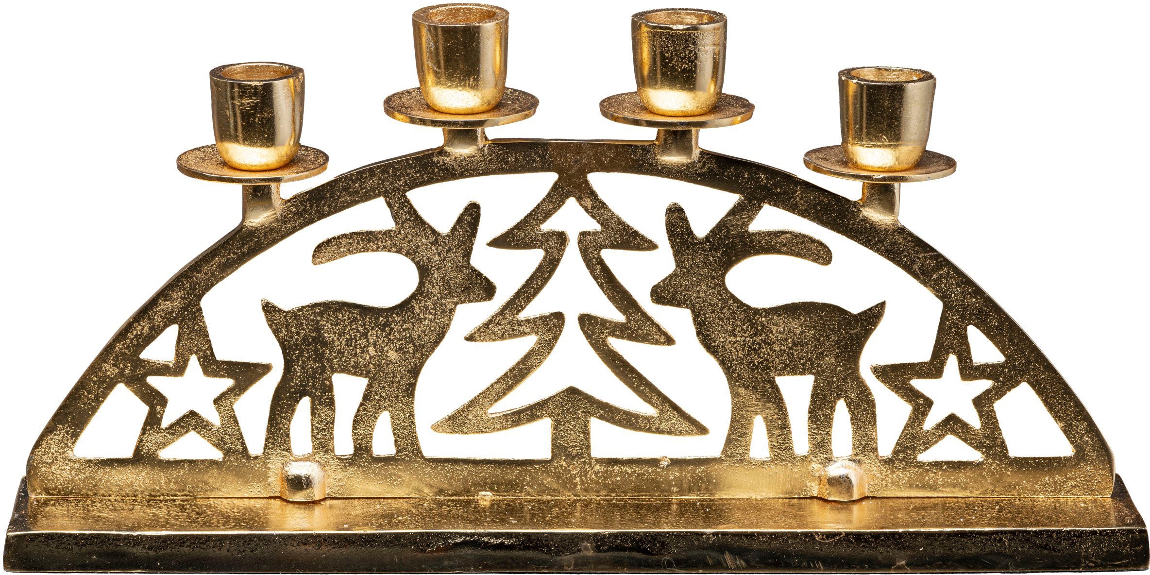Image of Creativ deco Kerzenhalter "Adventsleuchter Weihnachtslandschaft" Stabkerzenhalter, Weihnachtsdeko, Breite ca. 35 cm, 4-flammig