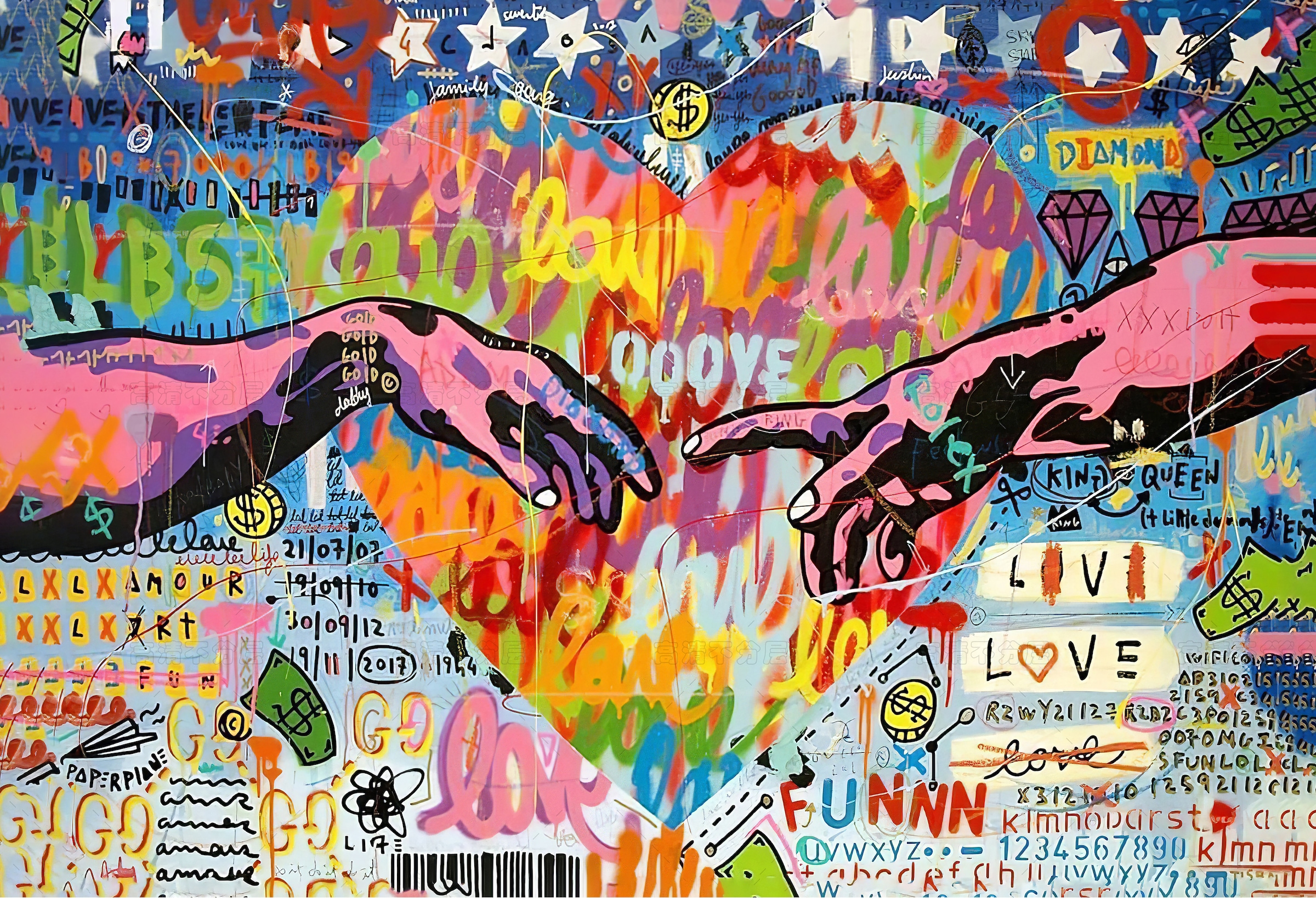 Image of Affengeilebilder Leinwandbild "Street Art Adam auf Keilrahmen gespannt" 1 Stk. tlg. Kunstdruck Wandbild Bild in verschiedenen Formaten