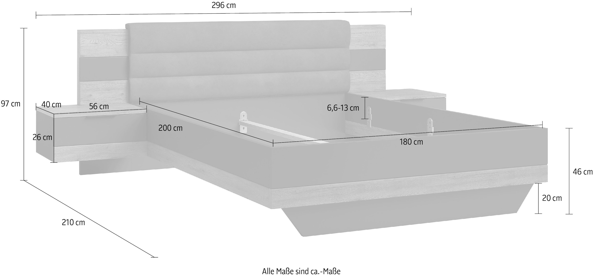 Schlafkontor Bettgestell »Linea«, inkl. 2 Nachttische