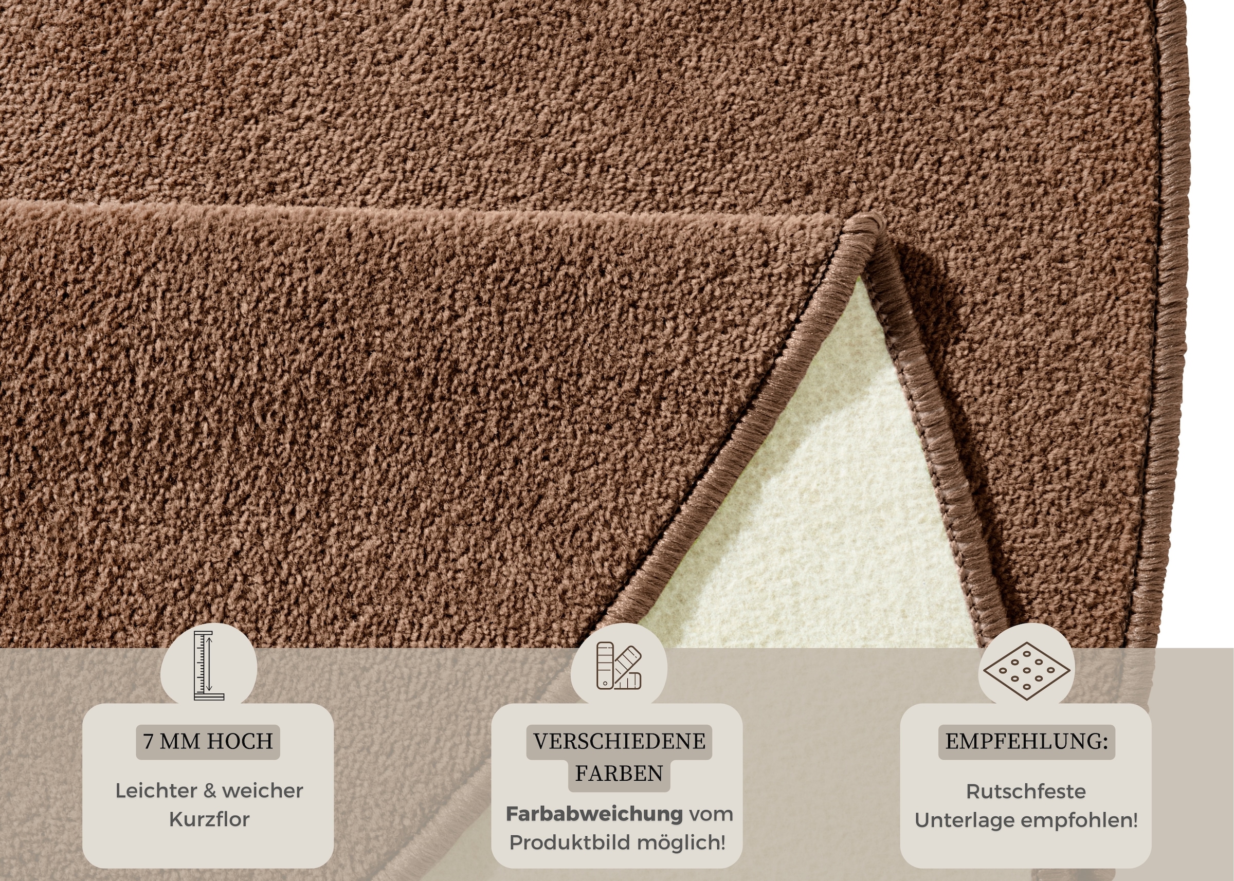 HANSE Home Teppich »Fancy« rund 7 mm Höhe Kurzflor, Weich, Einfarbig, Wohnzimmer, Schlafzimmer, Esszimmer