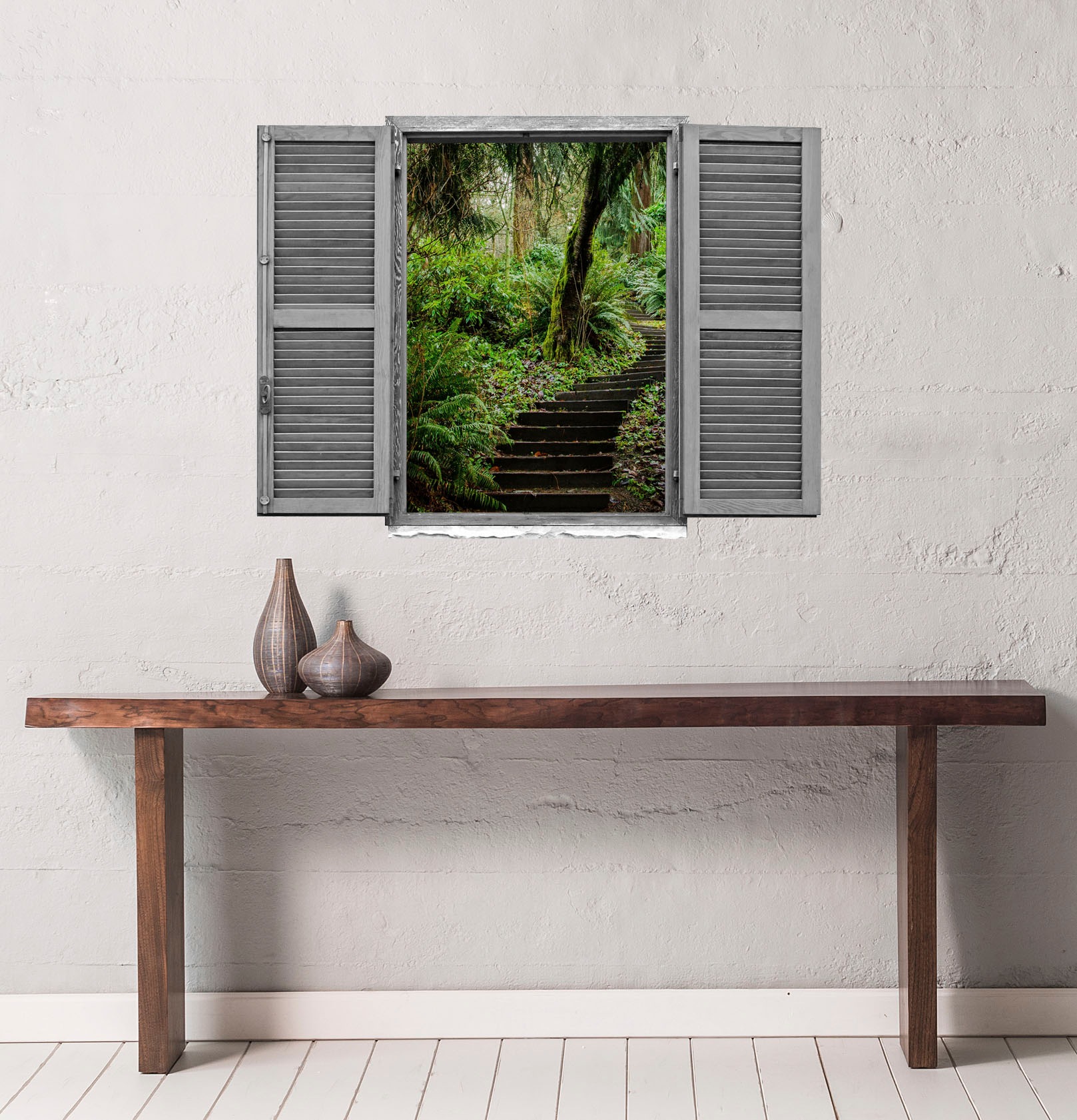 queence Wandtattoo »Waldweg«, (1 St.), Wandsticker, Wandbild, selbstklebend, 3D, Fenster