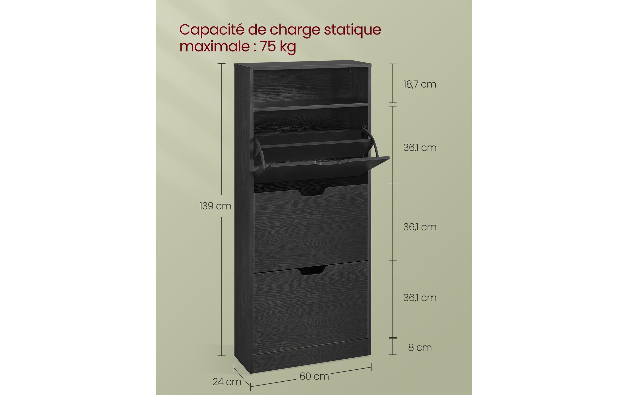 VASAGLE Schuhschrank »60 x 24 x 139 cm«