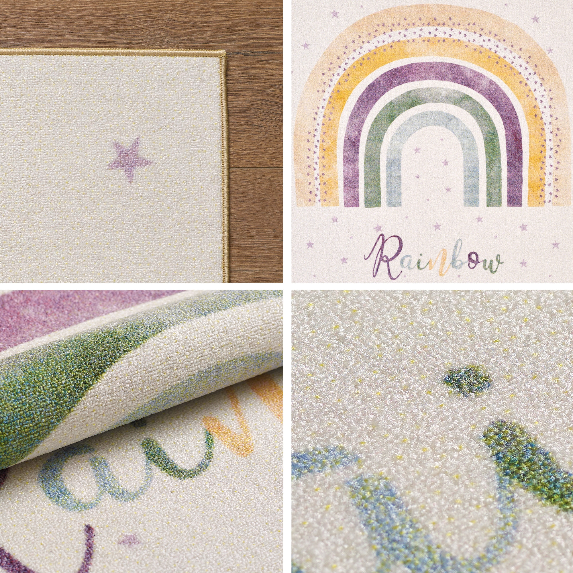 Ayyildiz Teppiche Tapis pour enfants »PLAY 2018« Rectangulaire 8 mm Höhe antidérapant, motif arc-en-ciel coloré, poils courts