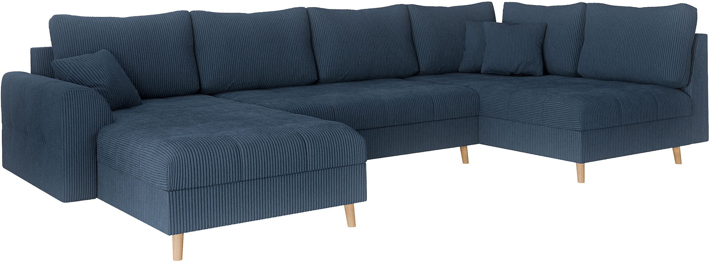 Home affaire Wohnlandschaft »CHARRE U-Form mit Ottomane, Masse B/T/H: 310/161/81 cm«, feine Steppung, lose Rücken- und Zierkissen, auch in Cord und Bouclé