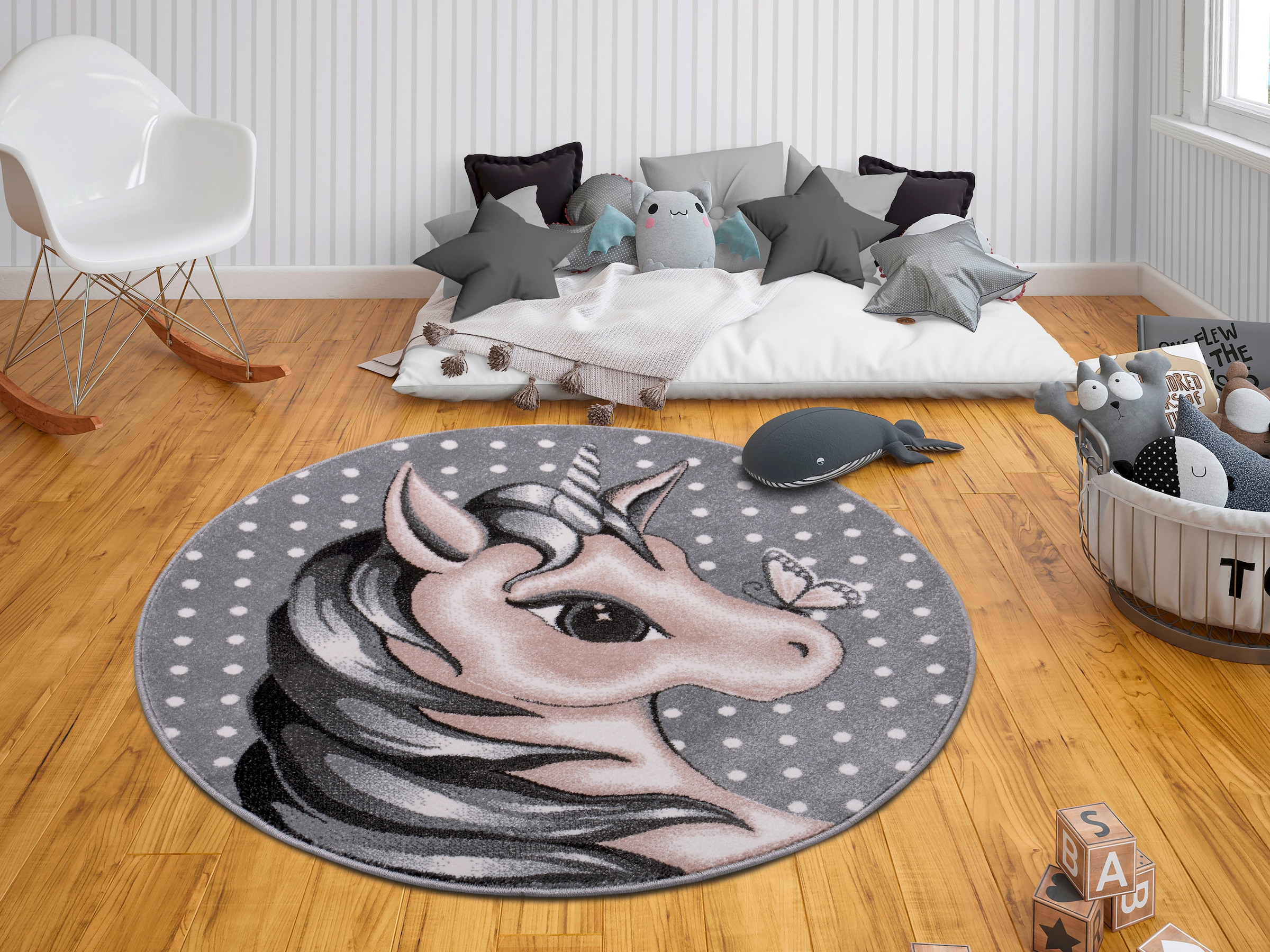HANSE Home Teppich »Cute Unicorm«, rund, Farbenfrohes Design, Spielunterlage, Tiere