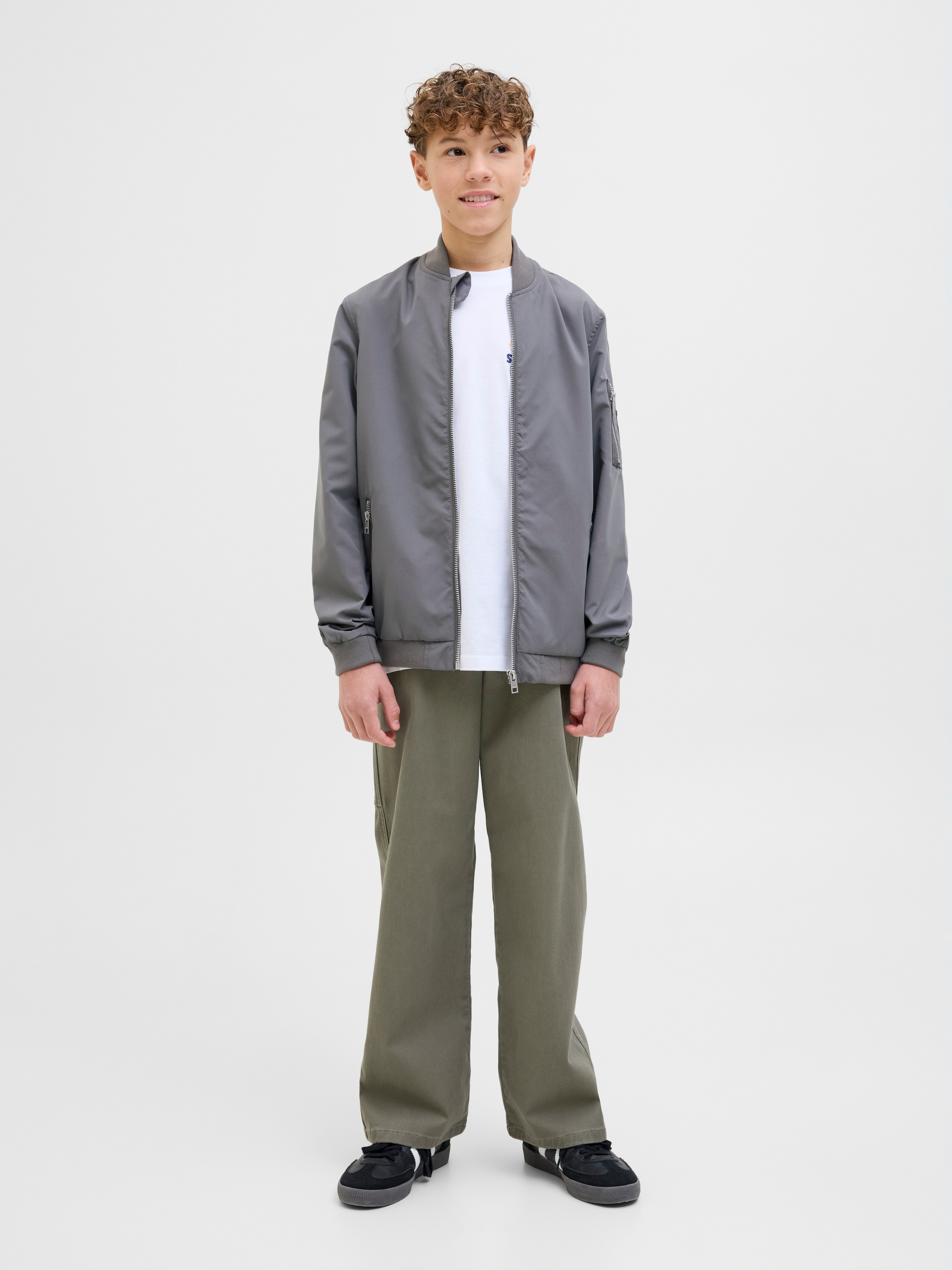 Jack & Jones Junior Bomberjacke »JJERUSH windabweisend und pflegeleicht«, ohne Kapuze, unifarben, modisch, regular fit, Web, Stehkragen