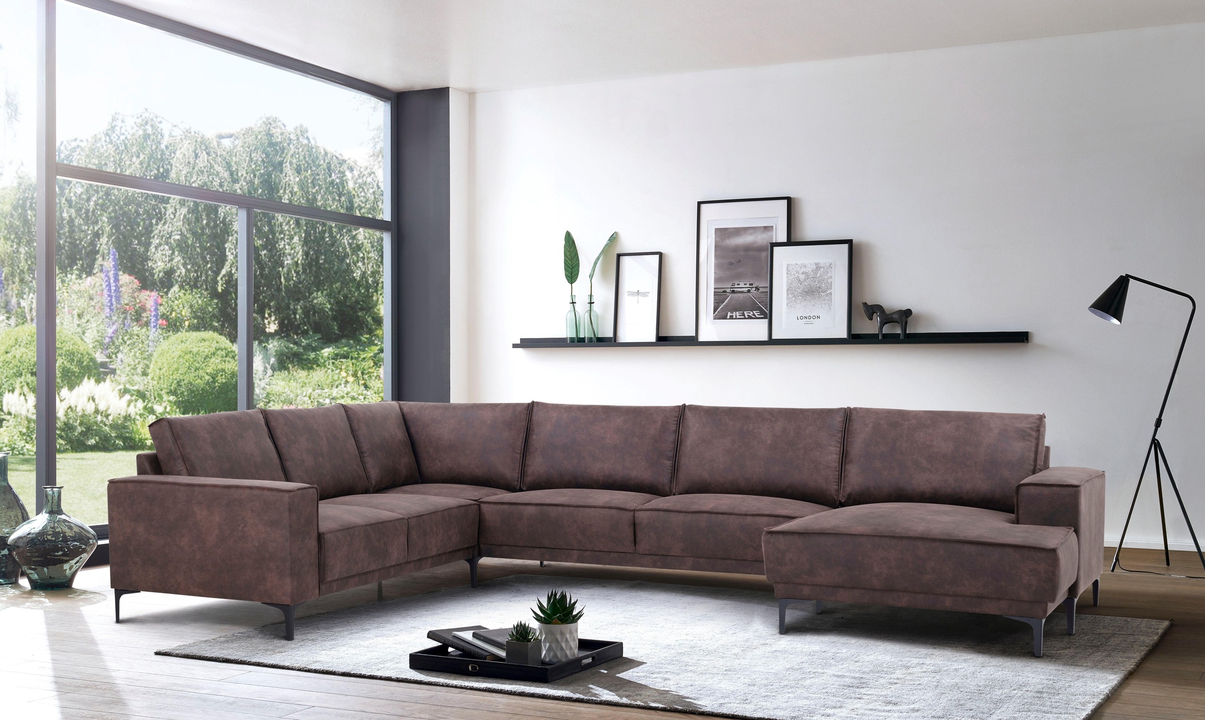 Image of GOODproduct Wohnlandschaft "OLAND Luxus-Microfaser U-Form, XXL, B: 342 cm, Skandi-Design" Skandi-Design in Struktur, Flachgewebe, Luxus-Microfaser, Boucle