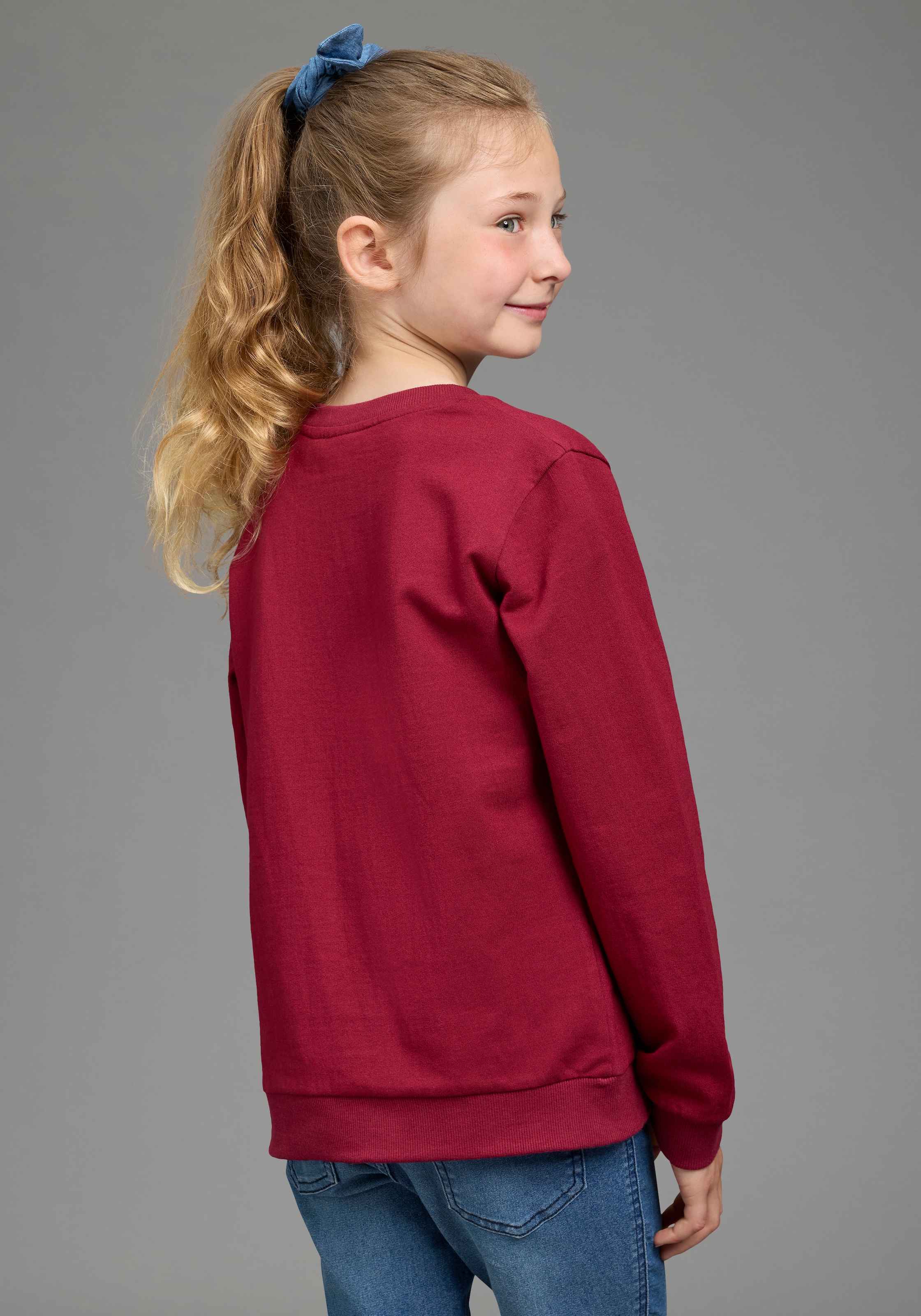 KIDSWORLD Sweat-shirt »STITCH Glitzerprint Sweatshirt, Disney«, avec col rond, bord-côtes, longueur couvrant les hanches
