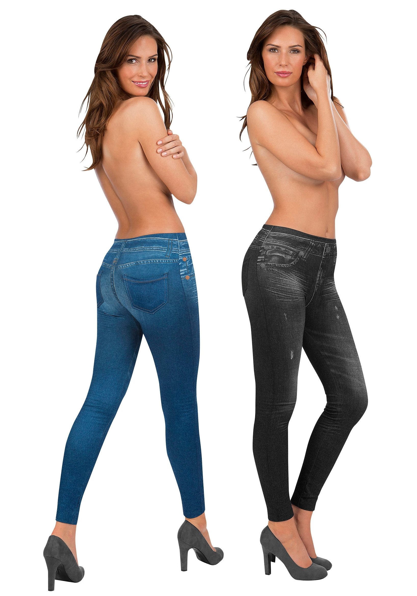 Jeansleggings, (2er-Pack), mit aufgedruckter Jeansoptik