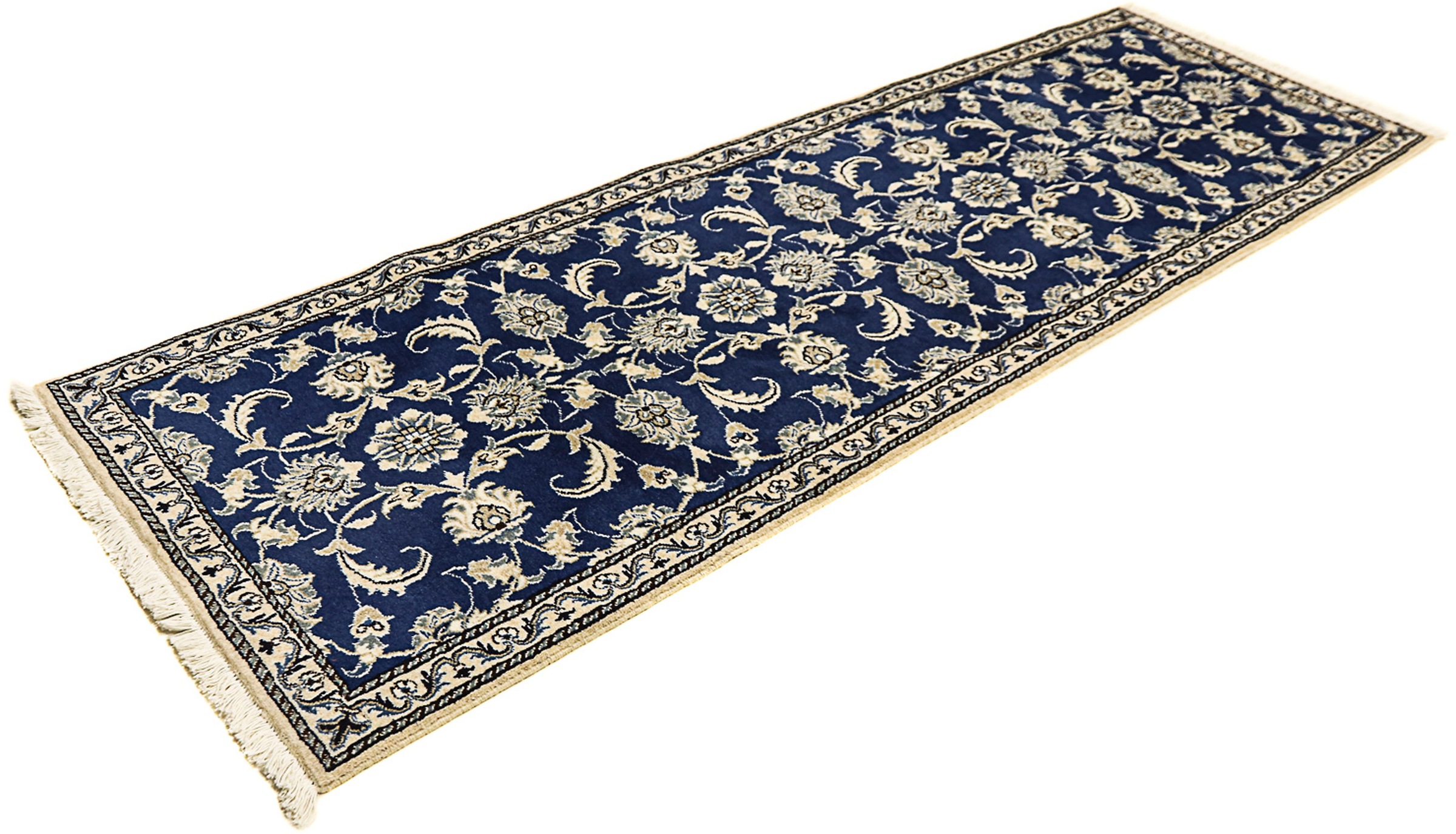 Image of morgenland Orientteppich »Perser - Nain - 243 x 78 cm - blau«, rechteckig, 12 mm Höhe, Wohnzimmer, Handgeknüpft, Einzelstück mit Zertifikat bei Ackermann Versand Schweiz