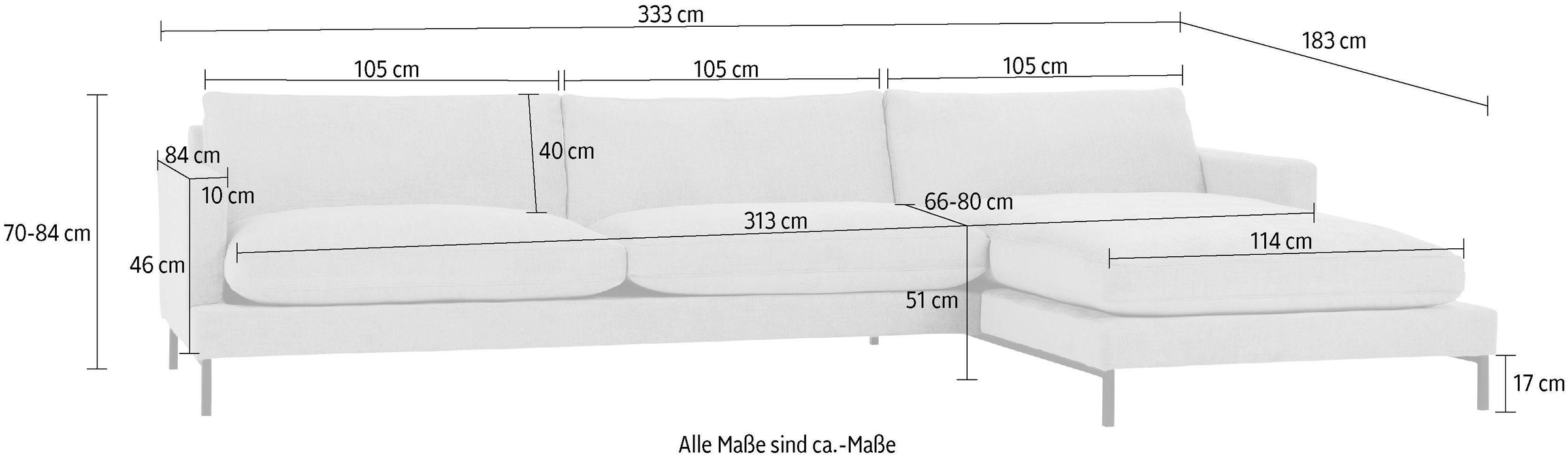 andas Ecksofa »Welland« Ecksofa »Welland« in Knautsch-Optik mit Metallfüssen