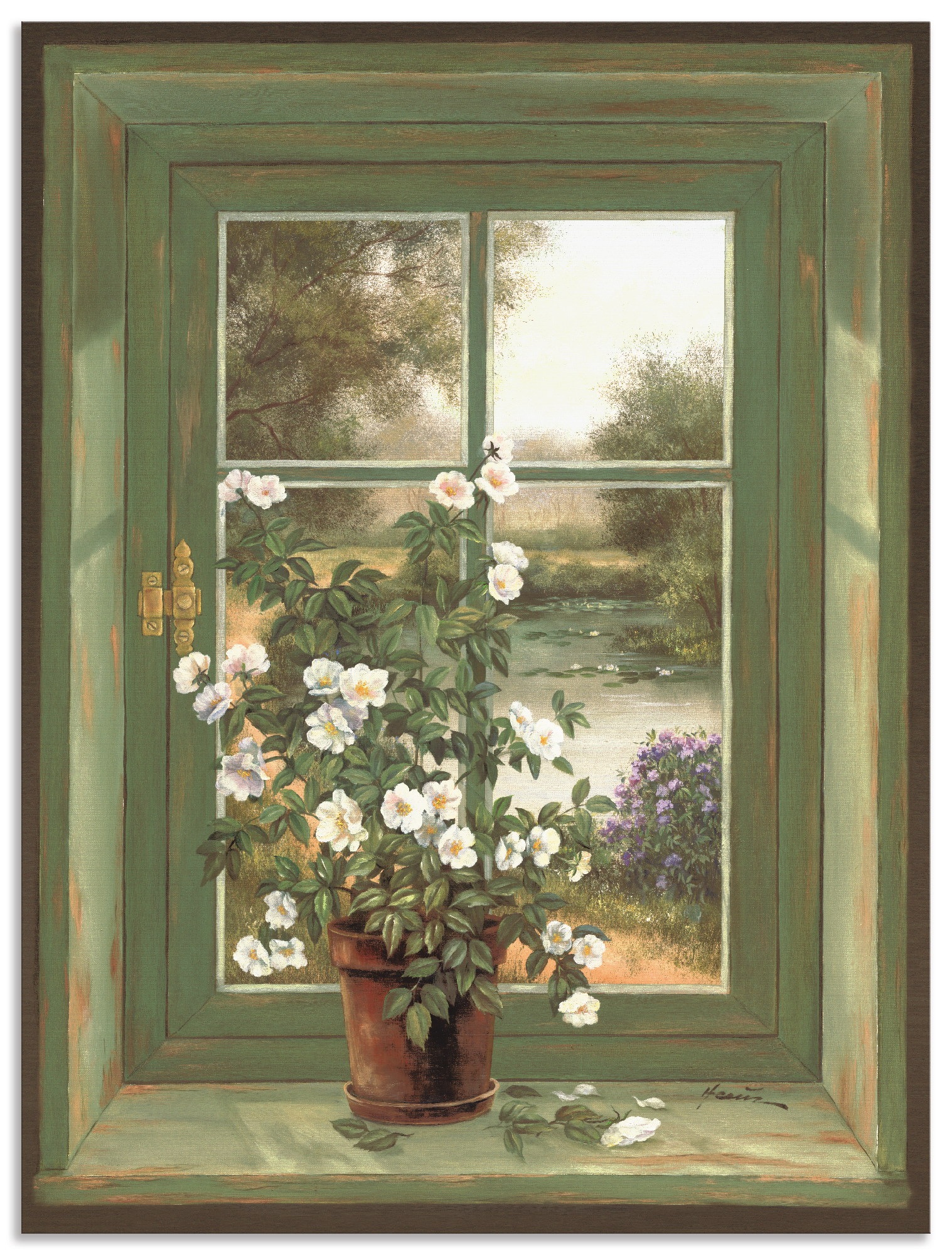 Image of Artland Wandbild "Wildrosen am Fenster" Arrangements 1 Stk. tlg. als Alubild, Leinwandbild, Poster in verschied. Grössen