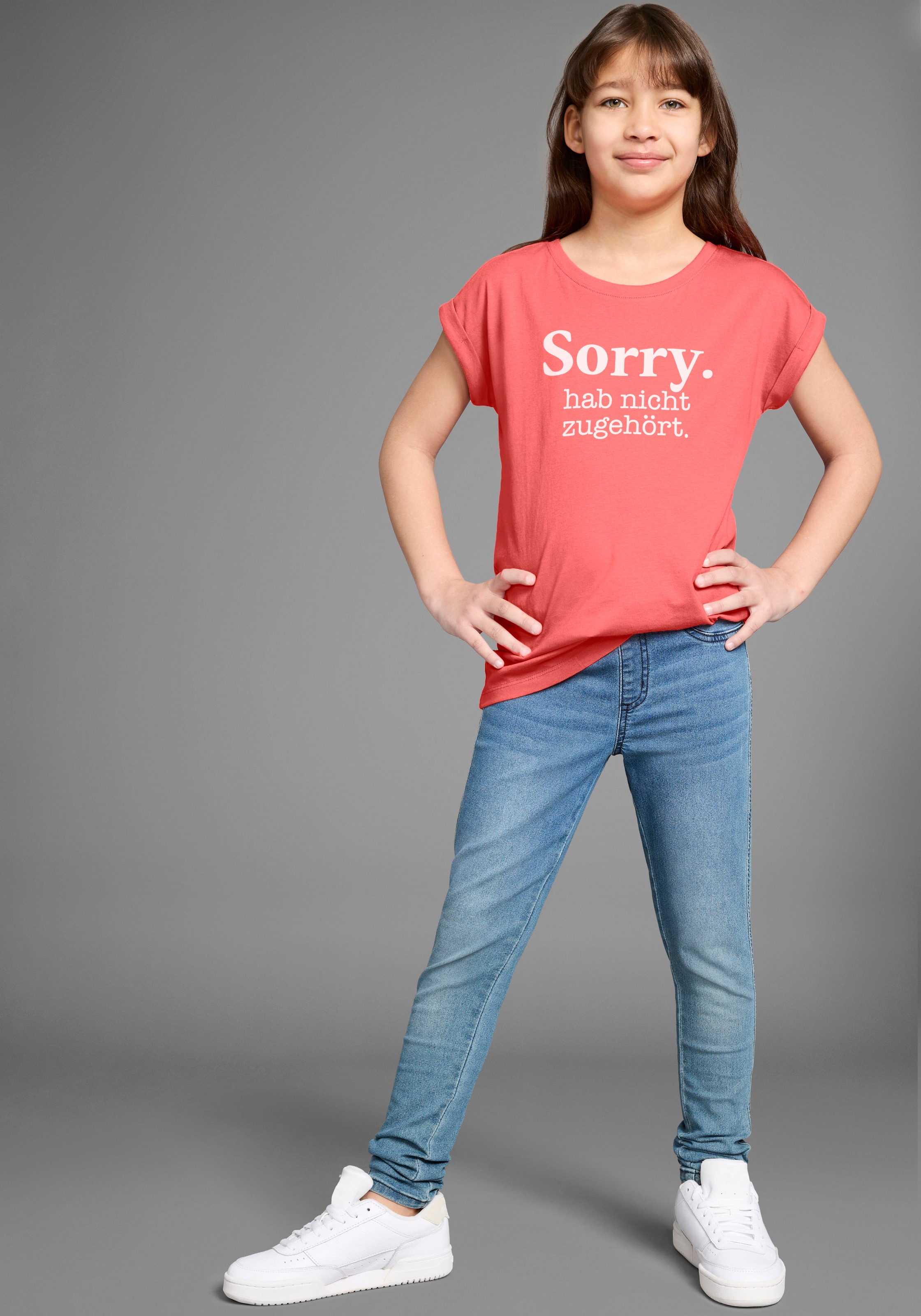 KIDSWORLD T-Shirt »Sorry. hab nicht zugehört.«, Kurzarm, bedruckt, Rundhalsausschnitt, aus Baumwolle